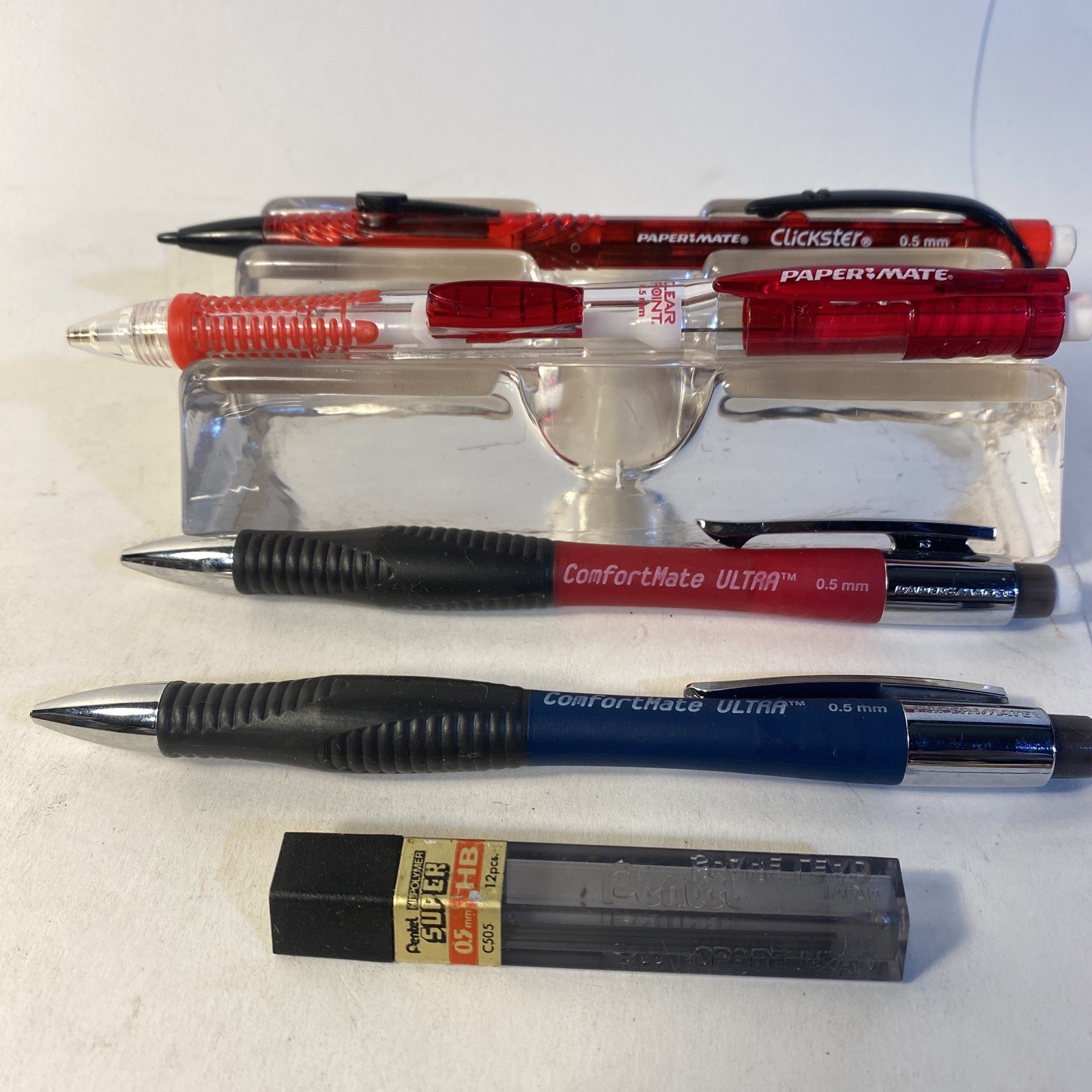 Papermate Clickster Clear Point Comfort Ultra Pencils Fine 0.5 Lot of 4 Vintage