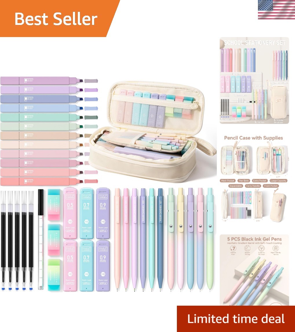 39 PCS Aesthetic School Supplies with Cute Pen Case, 12 Pastel Highlighters, …