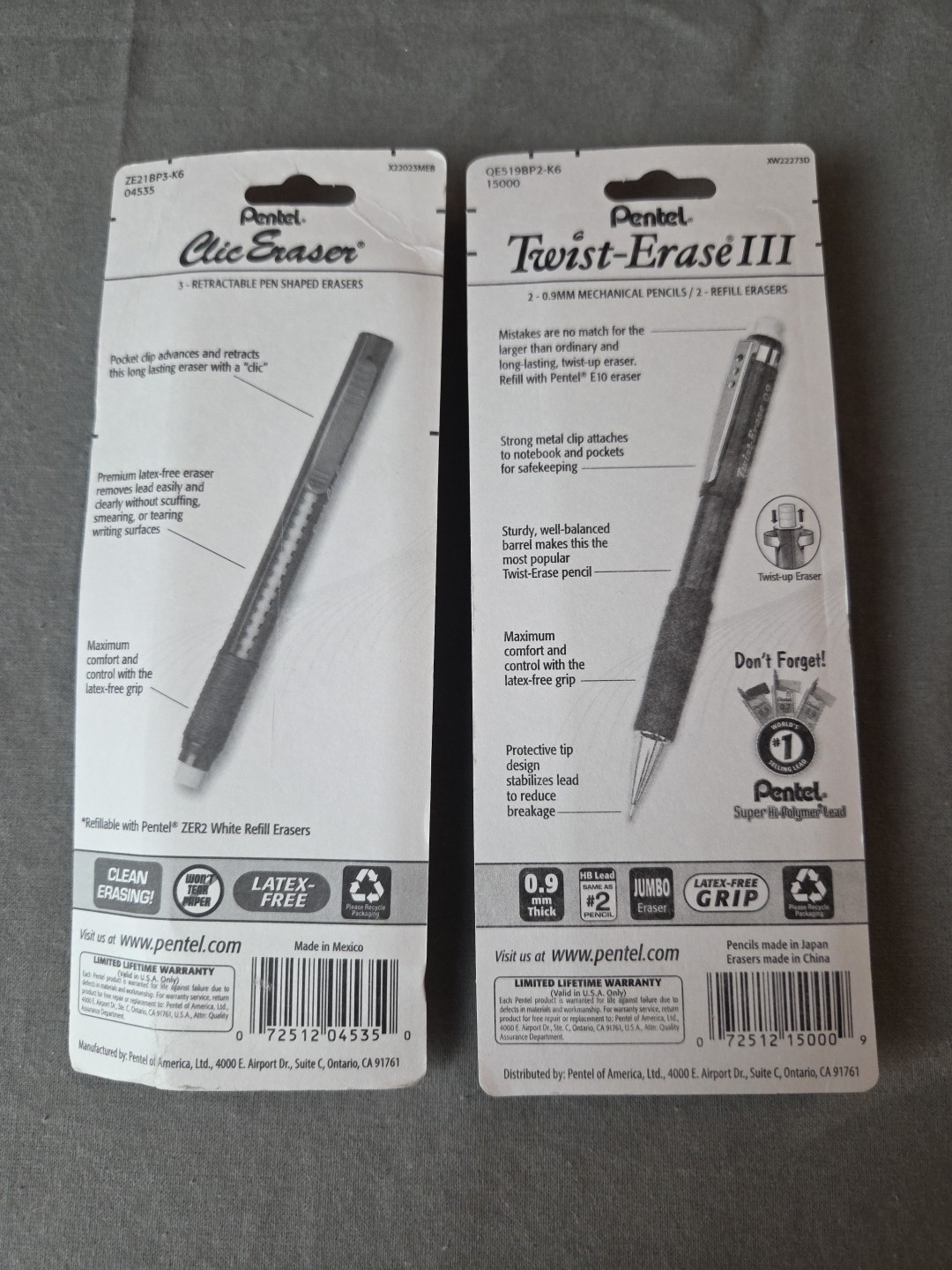 Pentel Pencil And Eraser Lot
