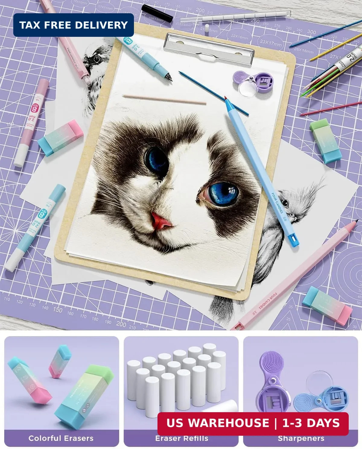 Four Candies 36PCS Aesthetic School Supplies, Mechanical Pencils 0.5mm, 0.7mm, 0