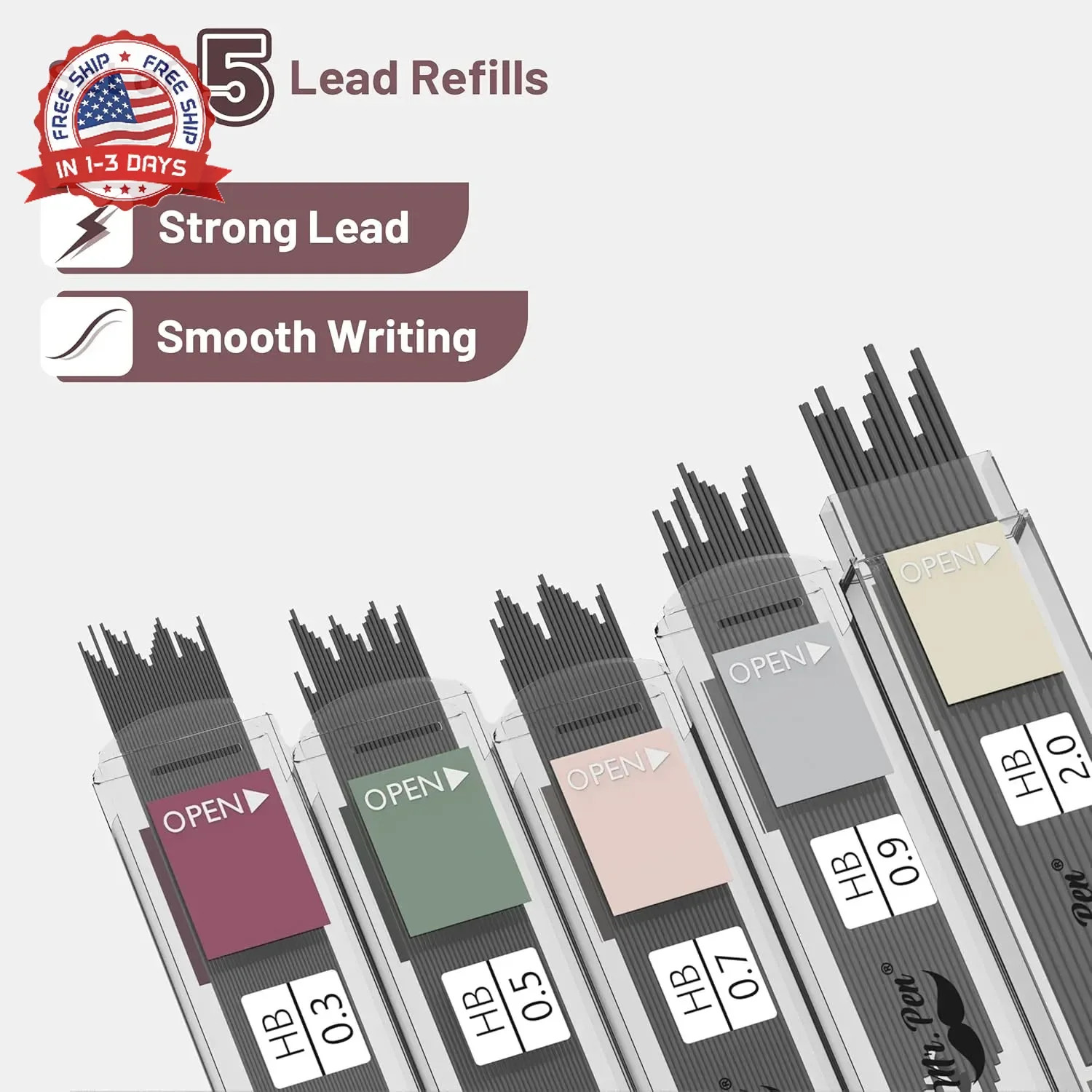 Mr. Pen- Art Mechanical Pencil Set, 5 Vintage Mechanical Pencils (0.3, 0.5, 0.7,
