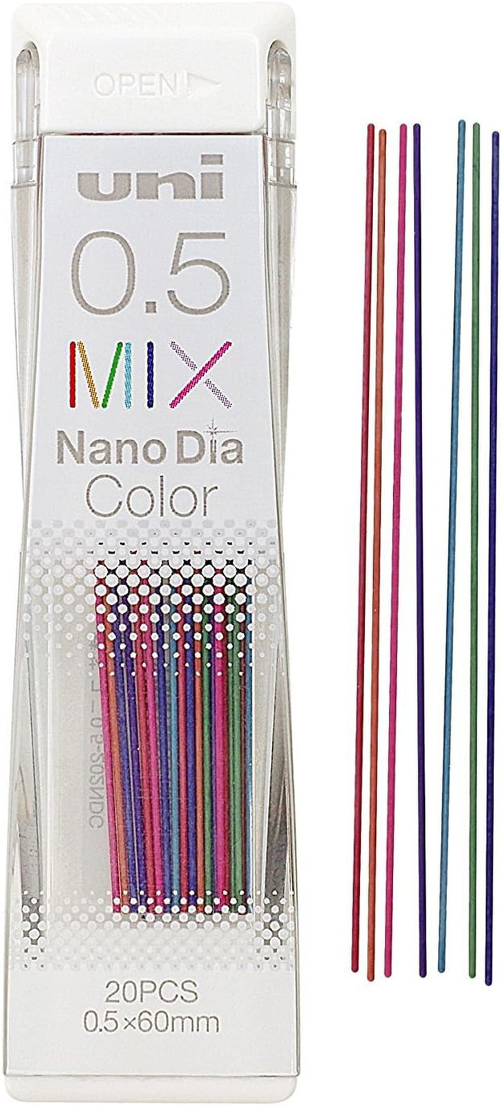 Uni Mechanical Pencil Lead Nanodia Color Assorted 0.5Mm 20Leads