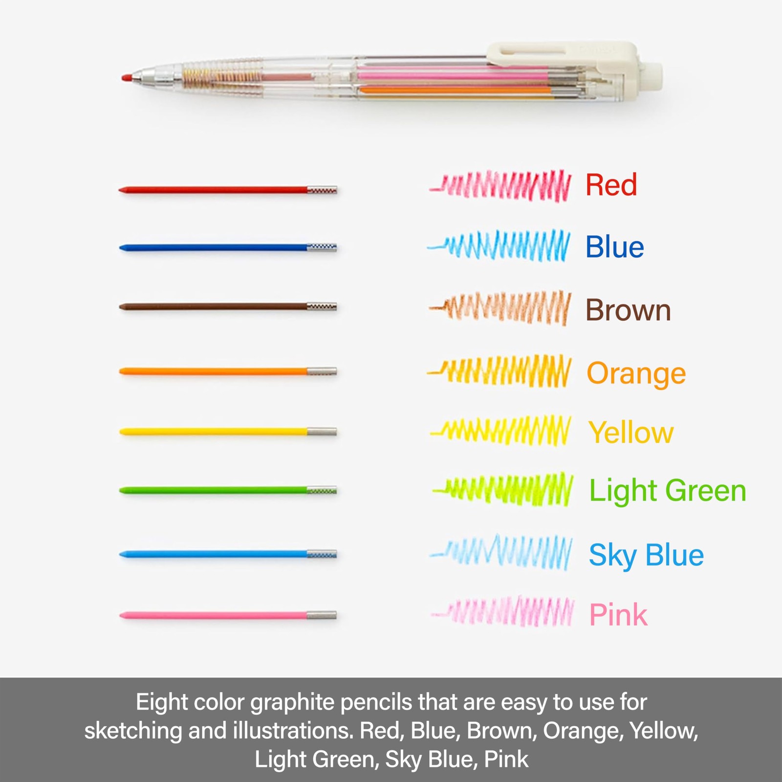 Pentel Art Multi 8 XPH804ST Mechanical Pencil 2mm 8 Color Set Genuine