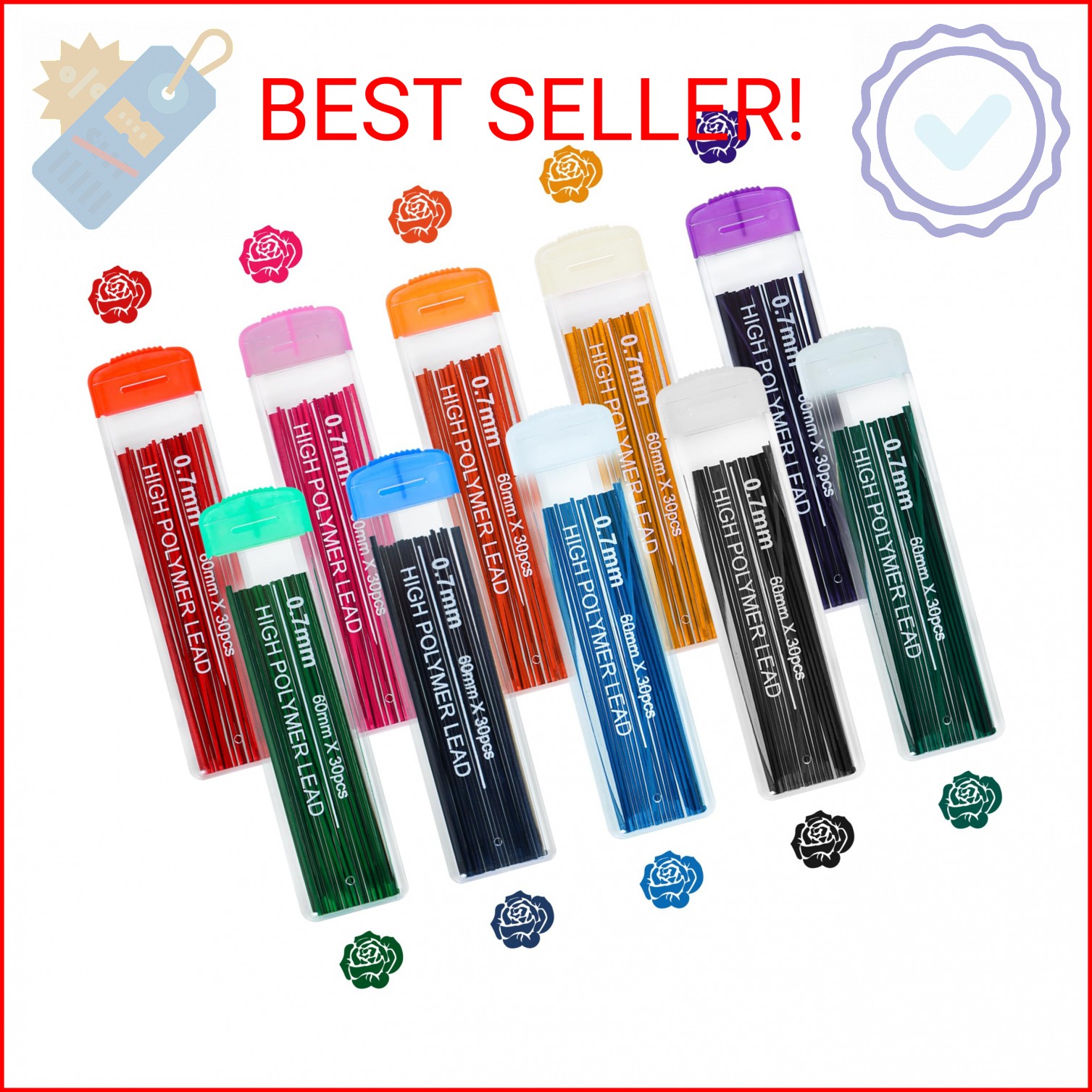 Sozize 10 Color Lead Refills 300 Pieces Colored Mechanical Pencil Lead Refills f