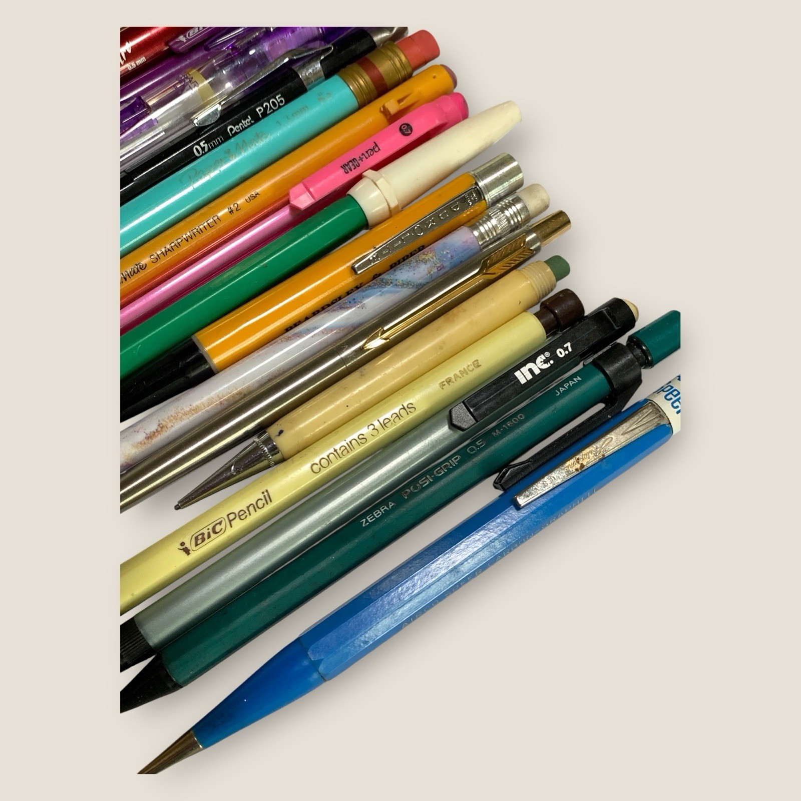 Vintage Mechanical Pencil Lot Erasers Leads Zebra Pentel Papermate Bic Parker