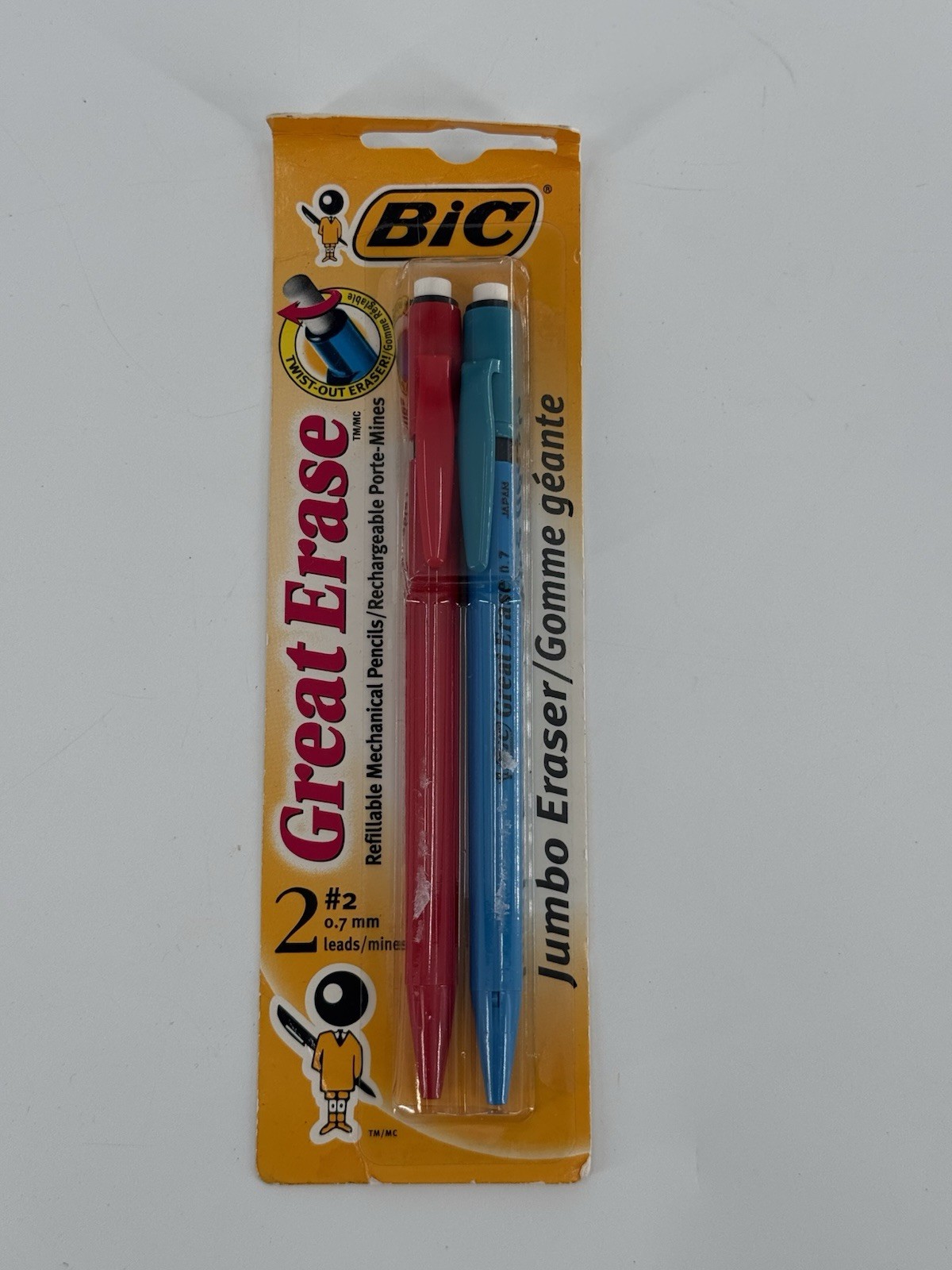 Vintage 1997 BIC Great Erase Mechanical Pencils 0.7mm 2 Pack Sealed Japan