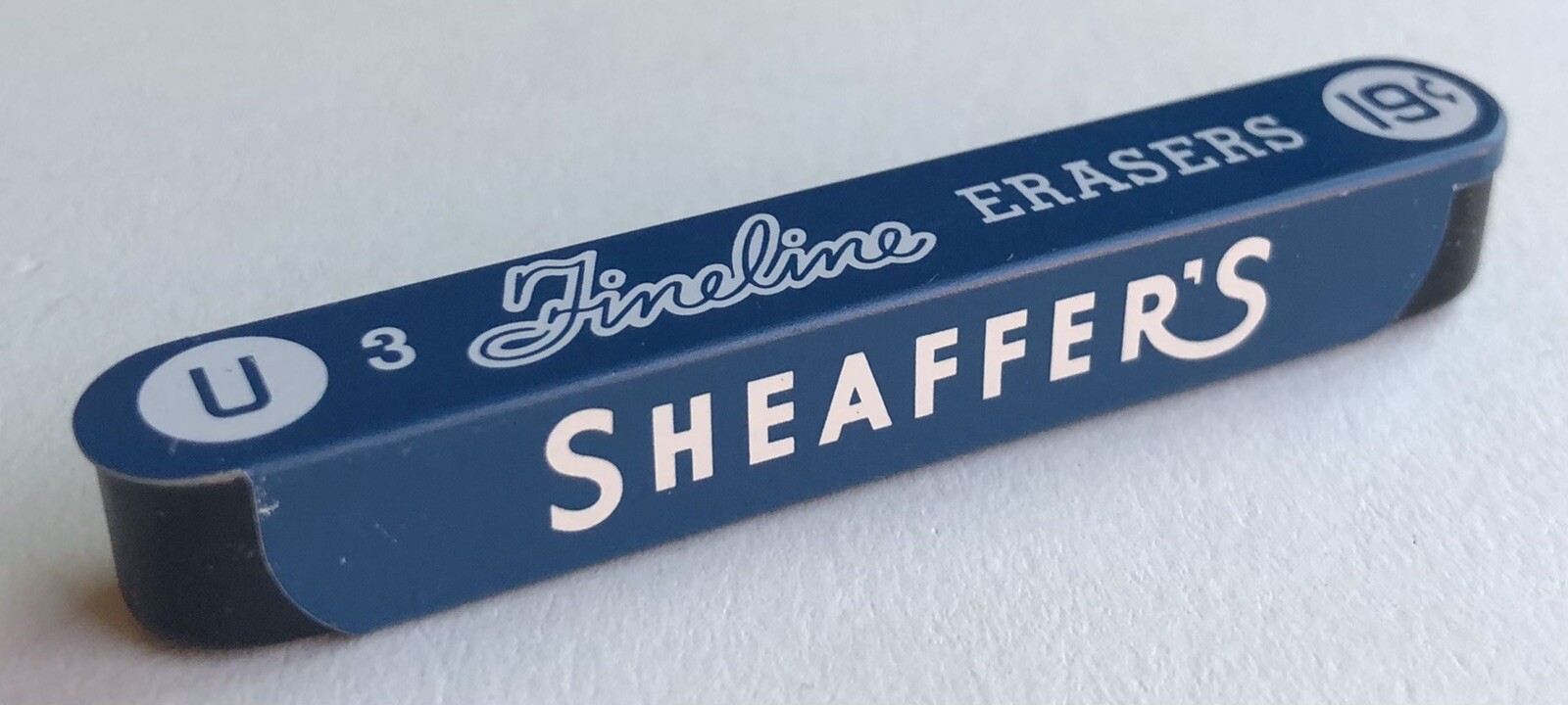 Vintage SHEAFFER Fineline U Mechanical Pencil Erasers Blue NOS 3pk Metal Tin USA