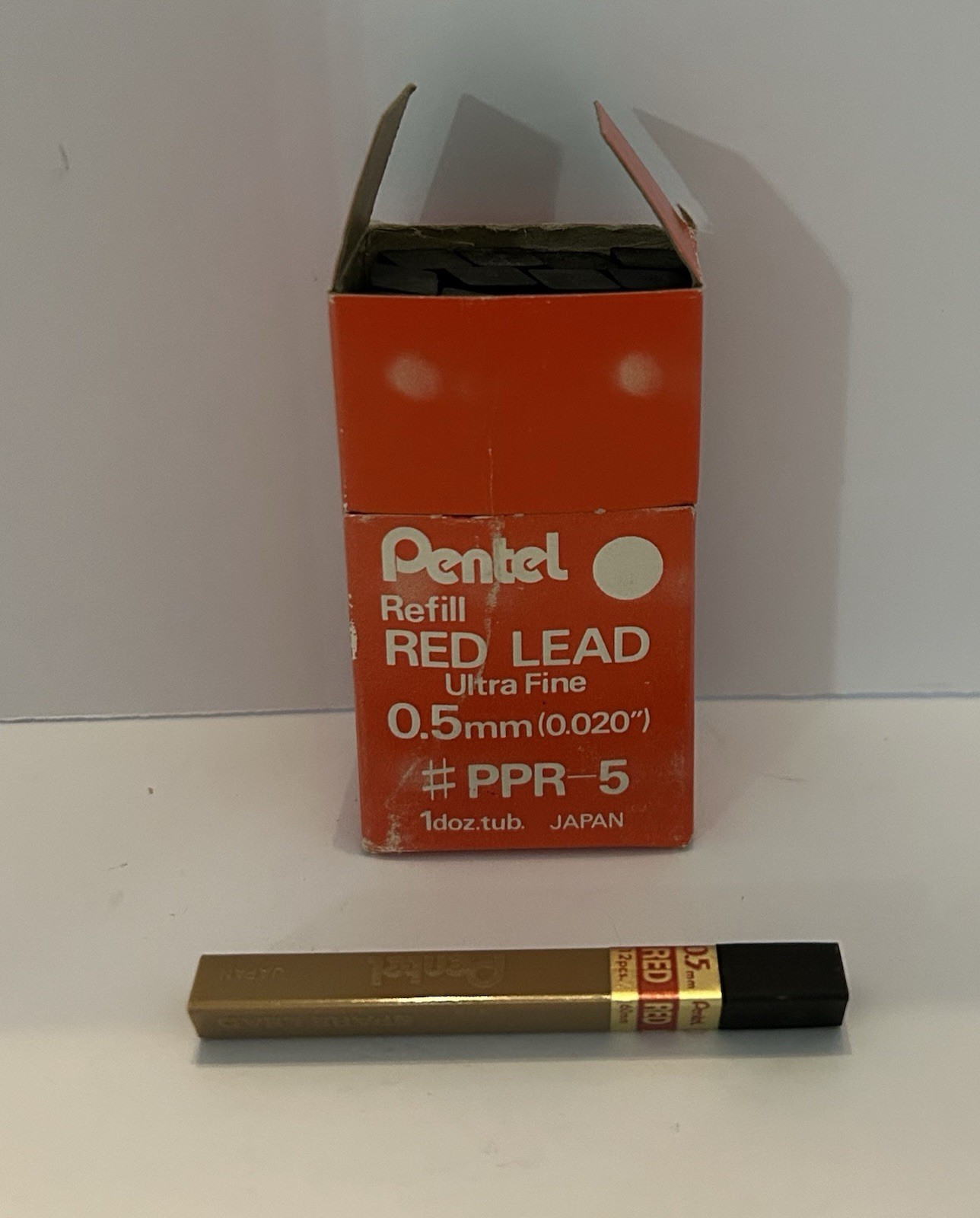 Set Of 13 Tubes ~ Pentel 0.5 mm Ultra Fine RED # PPR-5 Lead ~ Japan Vintage