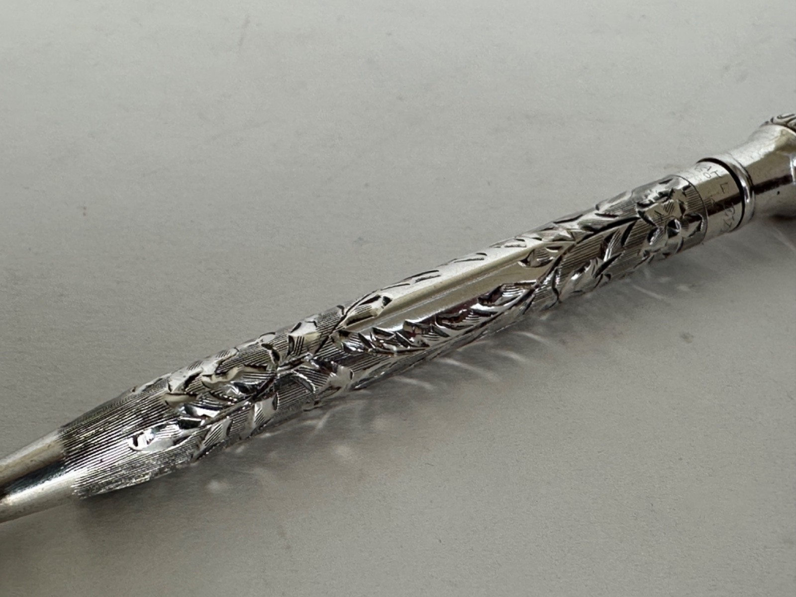 Antique Sterling Silver Whal Ever Sharp Engraved Mecanical Pencil Pendant