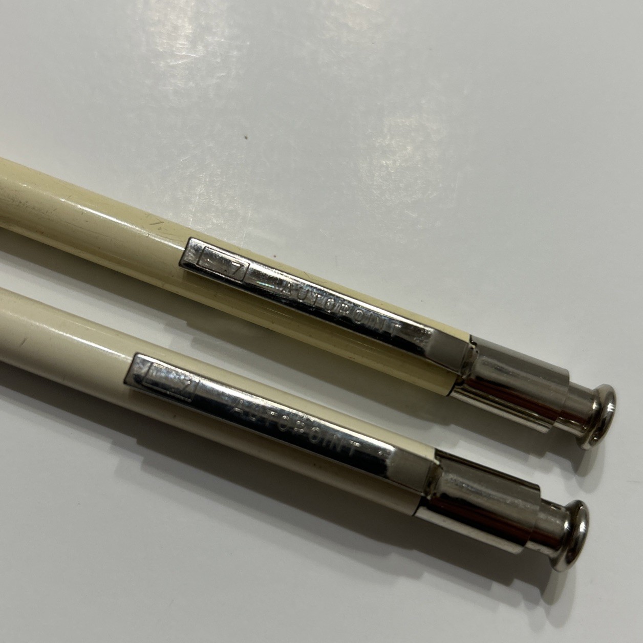 2 – Vintage Auto Point Mechanical Pencil .7 Lead Wormald Fire Systems Red White