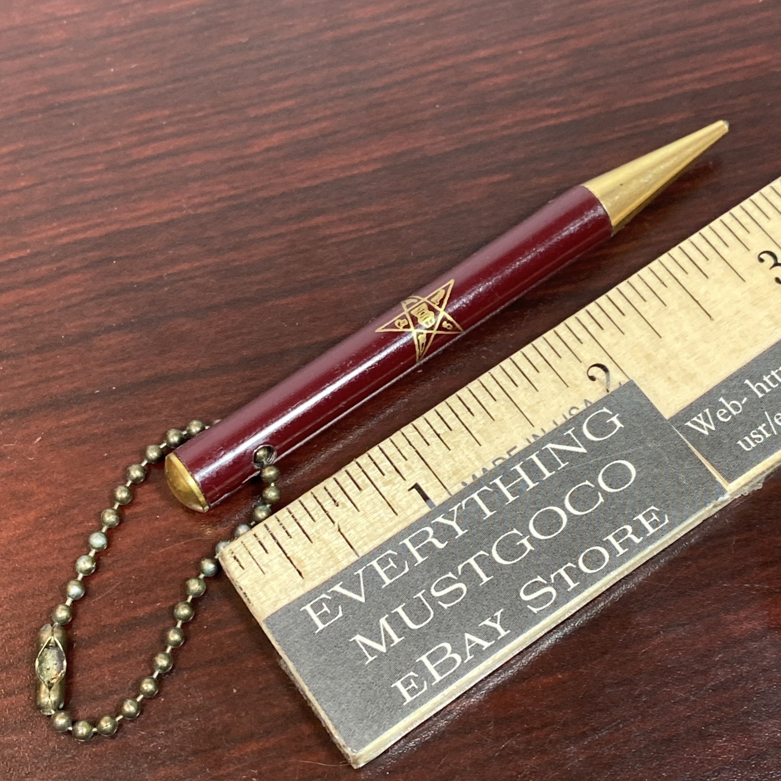Masonic OES Order Of The Eastern Star Mechanical Pencil VTG Keychain Bead Chain
