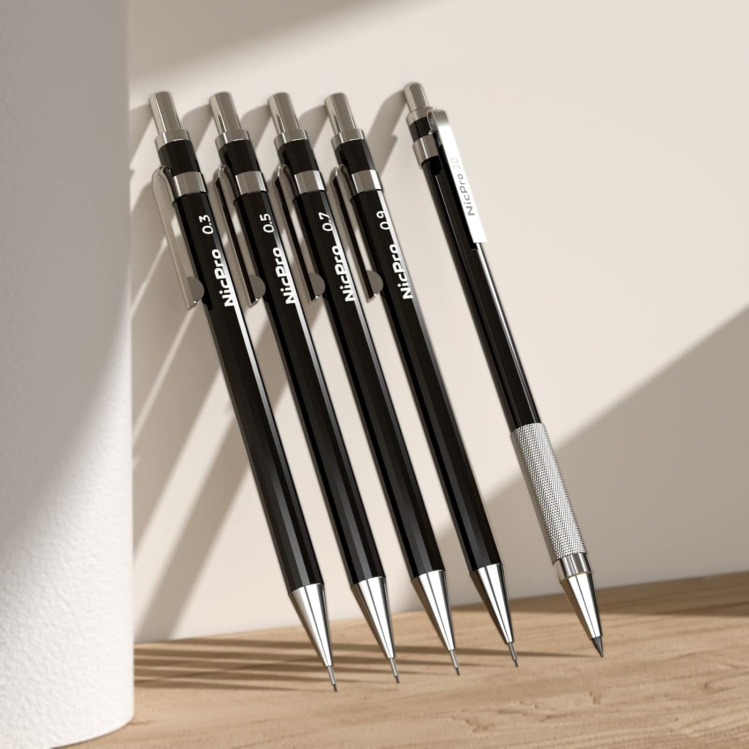 Nicpro 29PCS Black Metal Mechanical Pencil Set in 1 Count (Pack of 5),