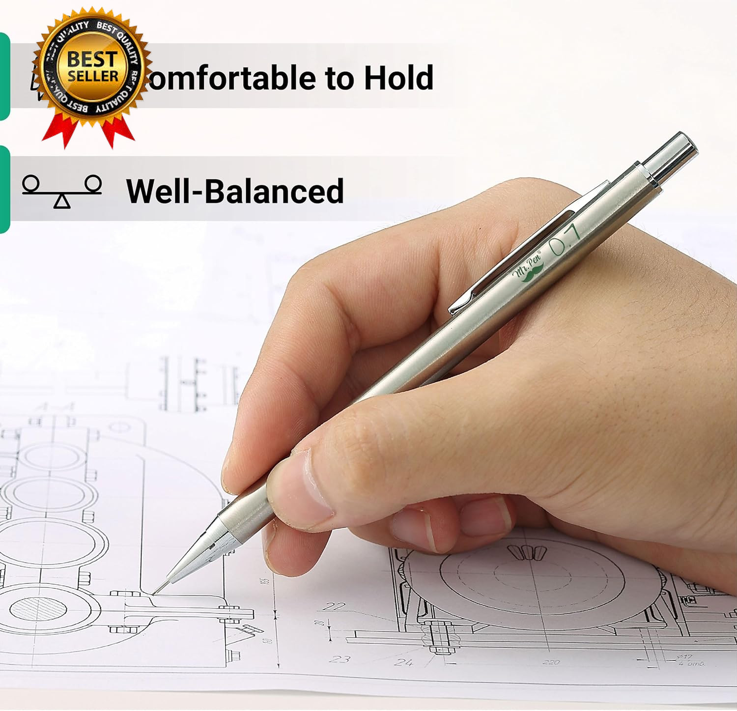 Metal Mechanical Pencil Set with Lead Refills & Erasers 2 Pack 0.7Mm 4X…