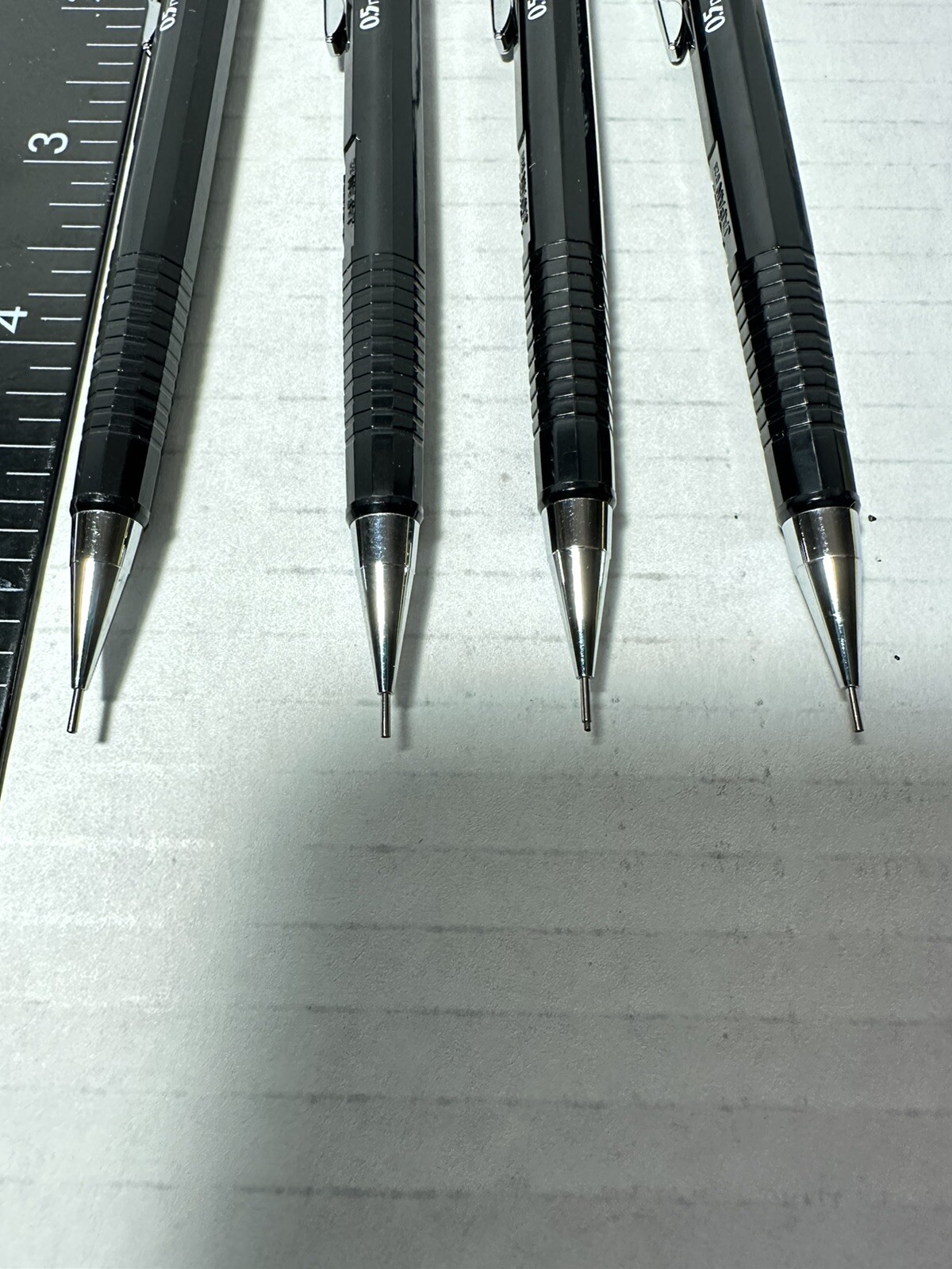 4 Pentel Mechanical Pencils 0.5 mm P205 Vintage Black Barrel Japan Click Top