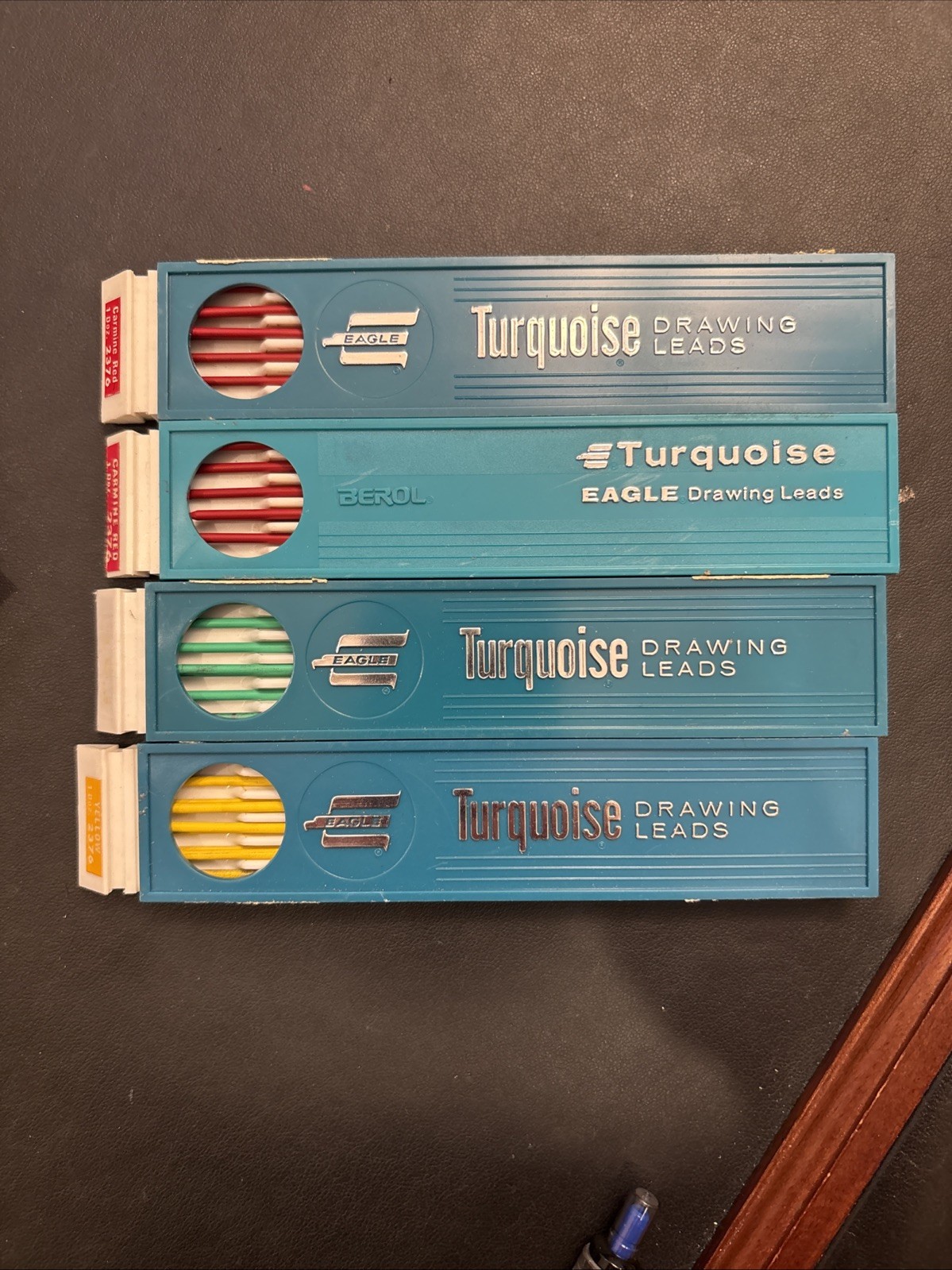 Vintage Berol Turquoise Eagle Drawing Leads 2376 Red, Green, & Yellow