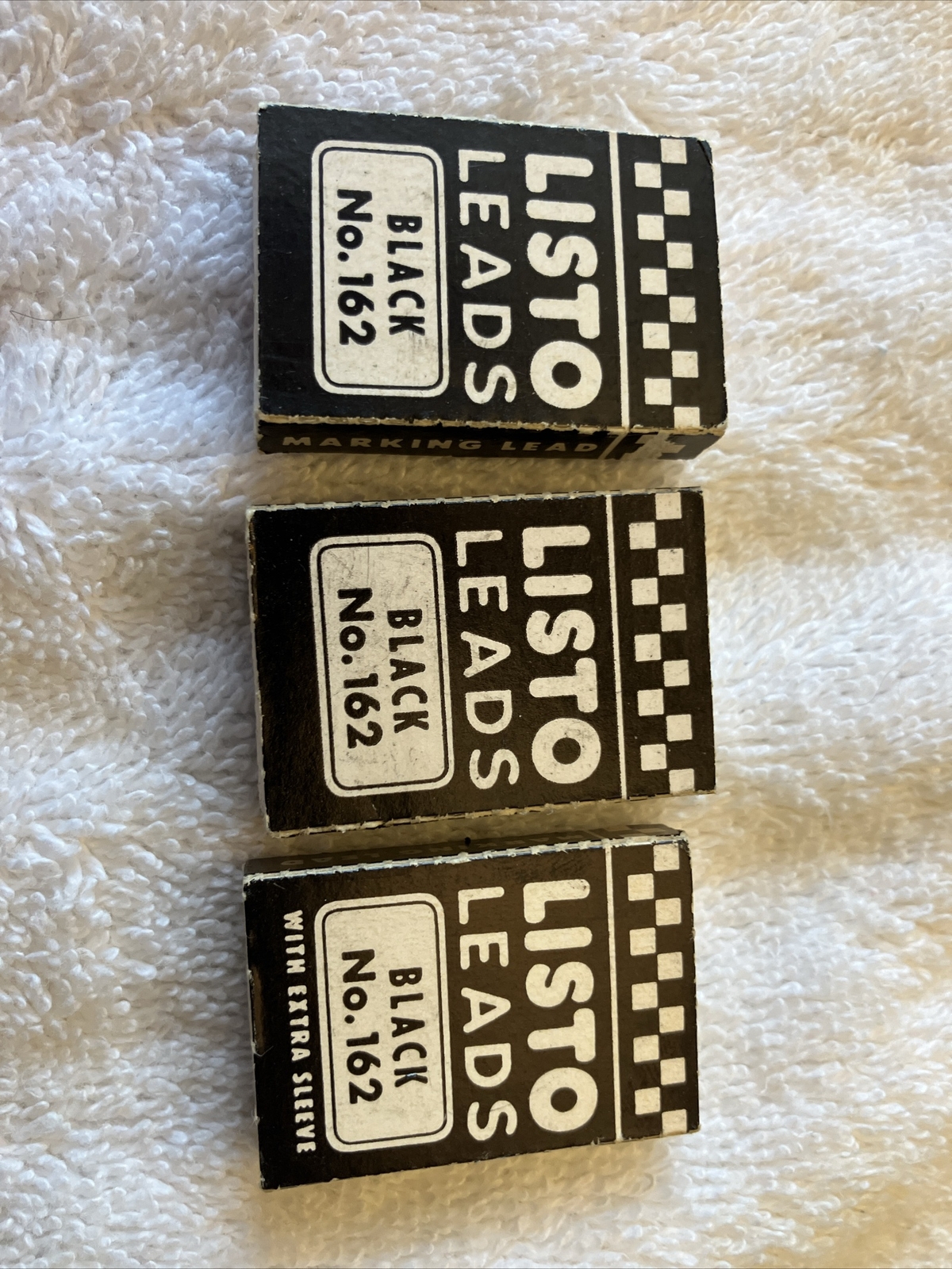 Lot of 3 Vintage Listo Leads Black No. 162 Marking Leads