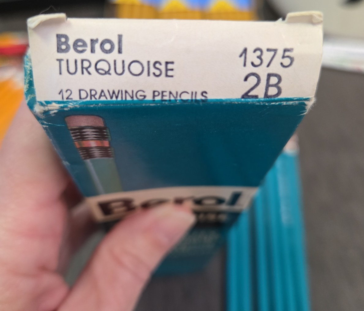 Berol Turquoise Quality Drawing Pencils with Erasers (6) 1375 2B Vintage New