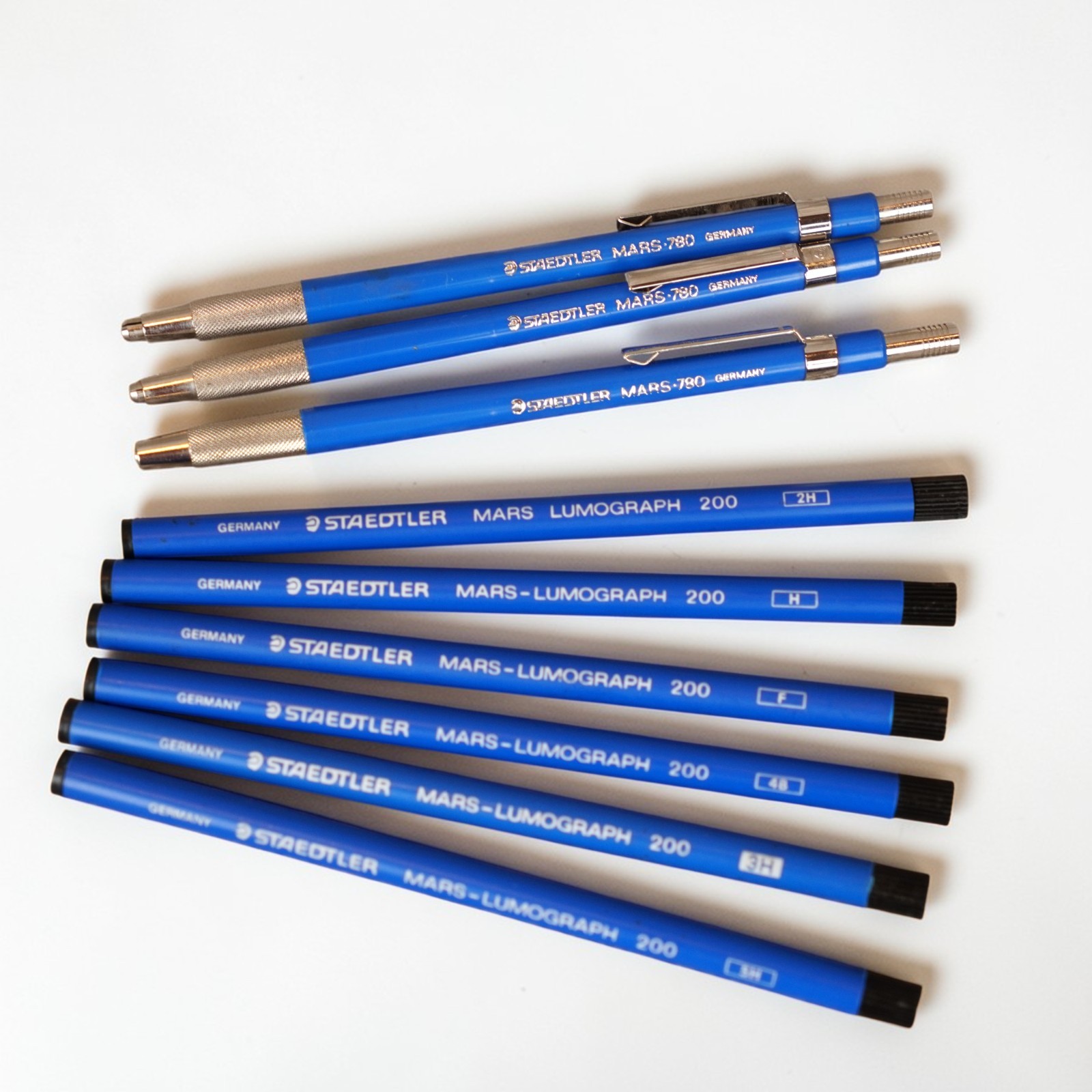Lot Of 3 Vintage Staedtler Mars 780 Drafting Pencil With 10 Pencil Leads &Eraser