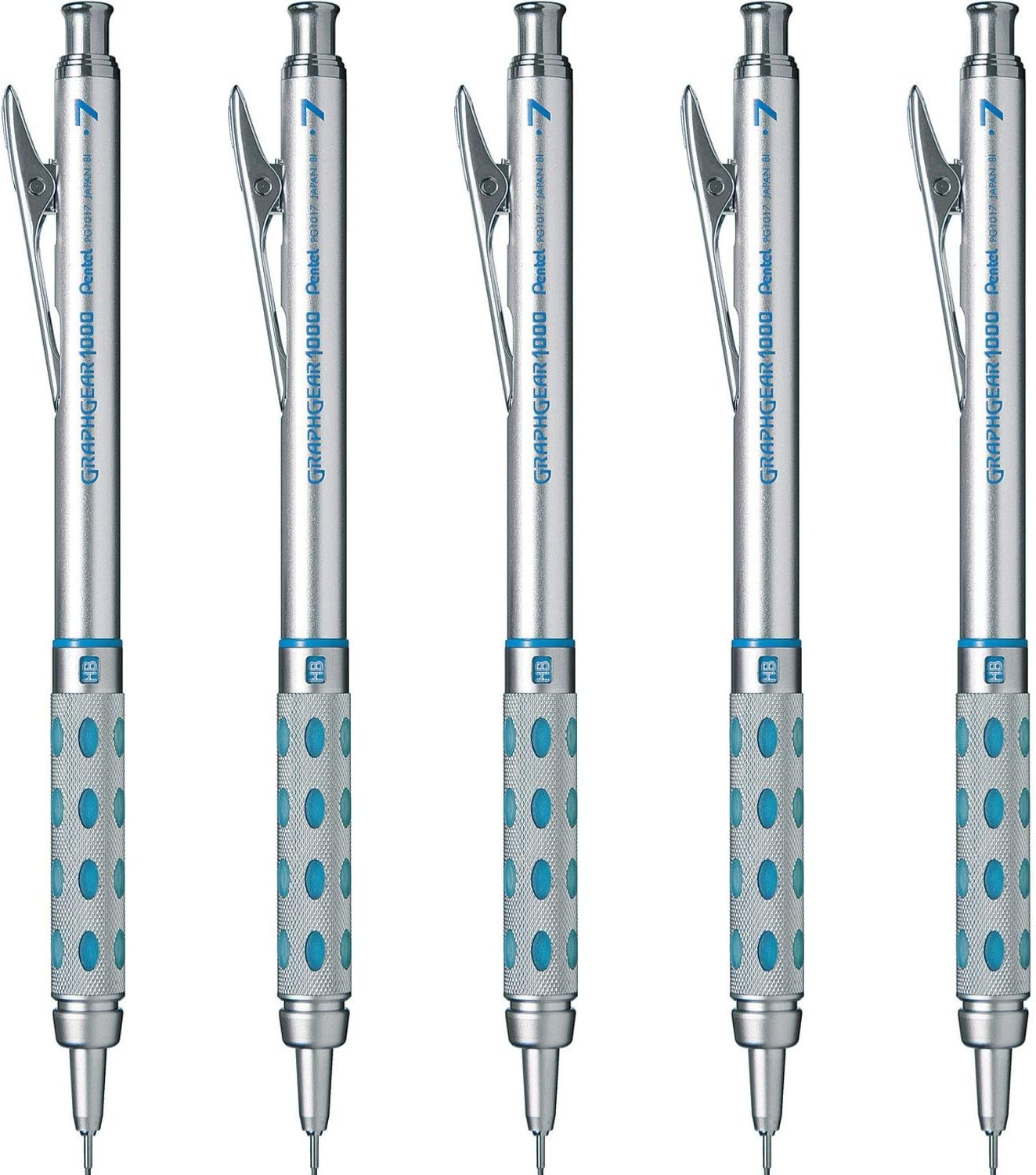 Pentel Graph Gear 1000 Mechanical Drafting Pencil 0.7mm Blue (PG1017) Pack of 5