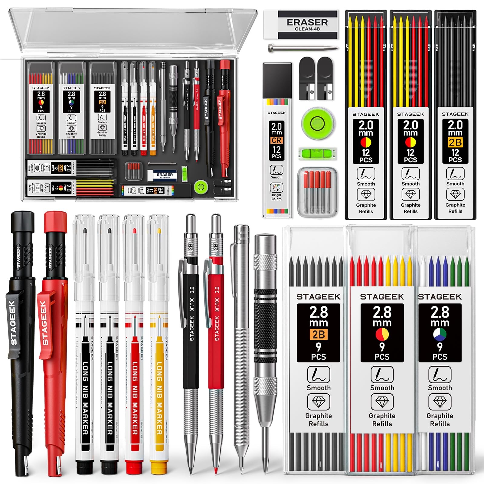 30 Pack Carpenter Pencils Set With 79 Refills, Construction Pencil With Sharp…