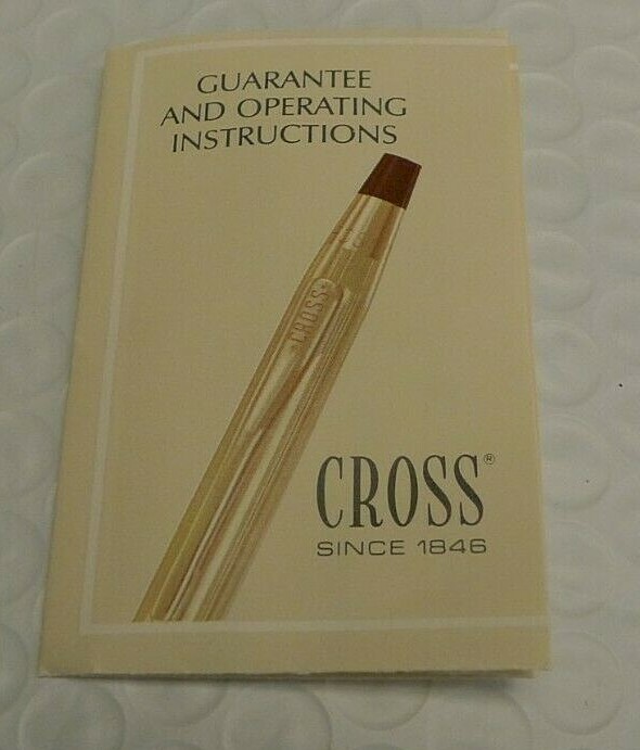Cross 14 KT Gold Filled Hinged Case & Manual, 1970’s – NO Pen or Pencil