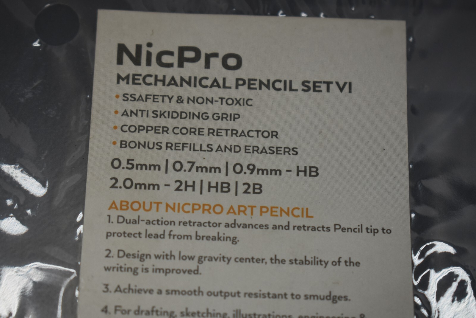 Nicpro 6 Pack Art Mechanical Pencil Set Metal Drafting Pencil 0.5mm-2.0mm