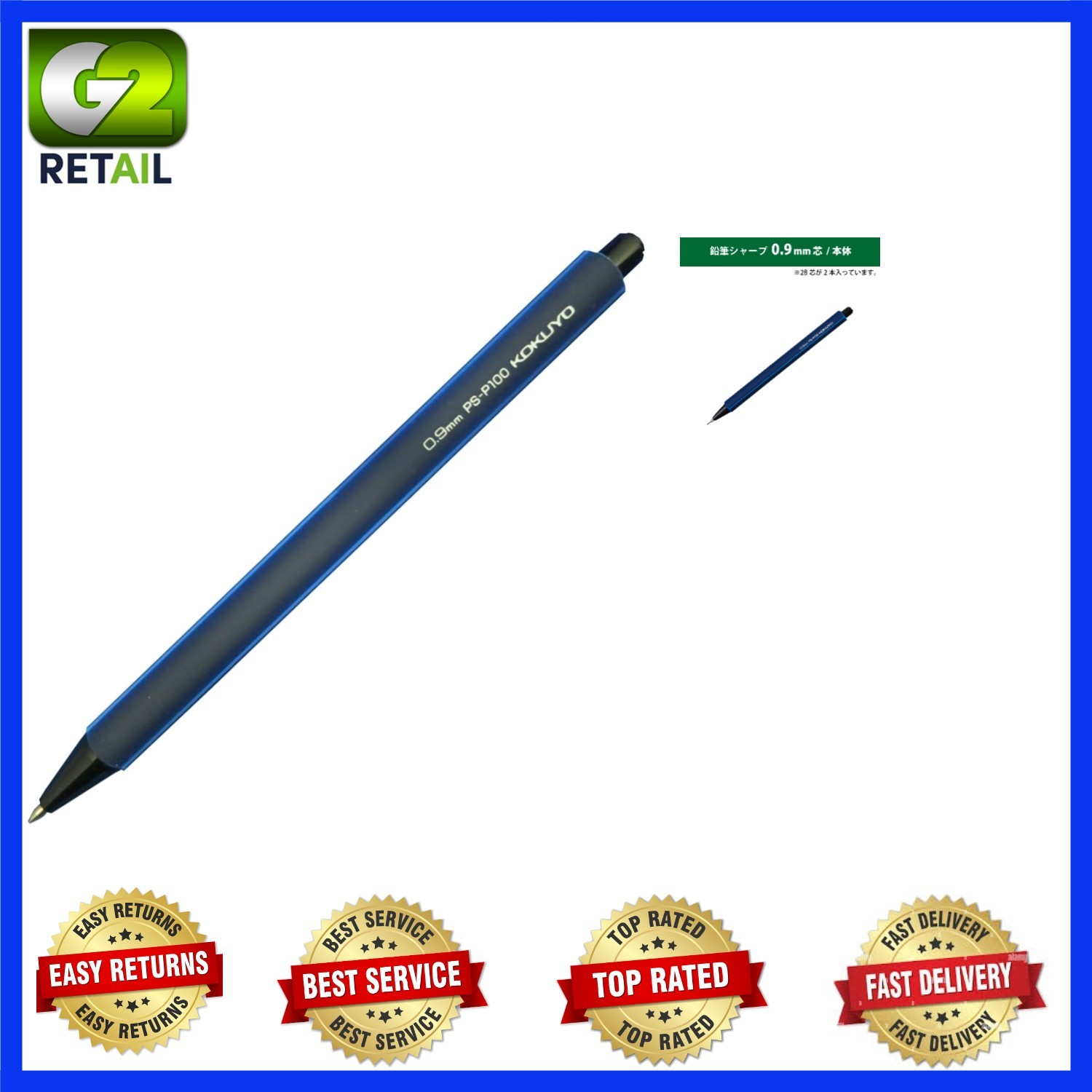 Comfortable Dark Blue Mechanical Pencil, 0.9mm – Retractable and Durable Design