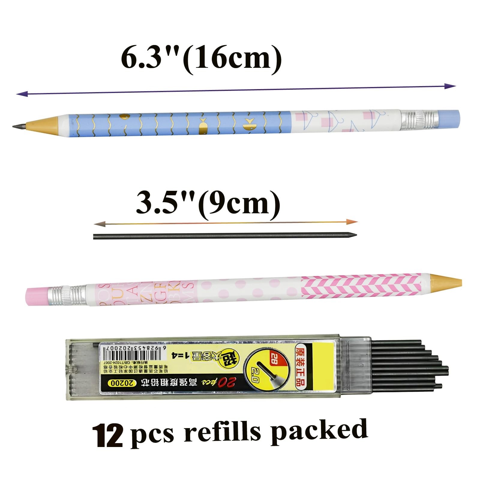 mechanical pencils (wood like) 12-Pack Wood-Imitating Automatic Pencils 2.0mm…