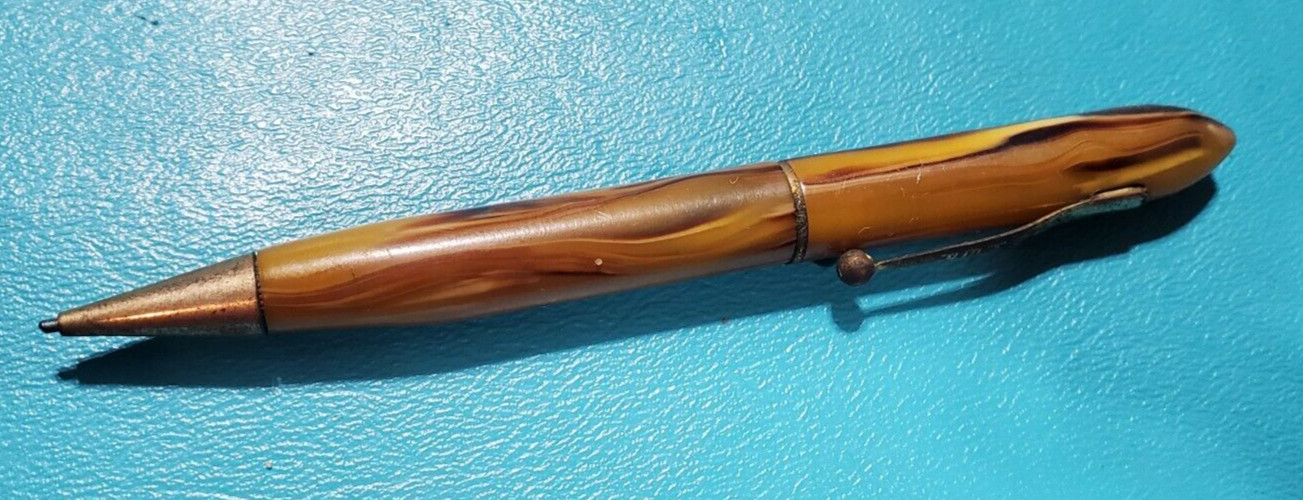 Vintage Banker Mechanical Pencil . Yellow Gold Marbleized