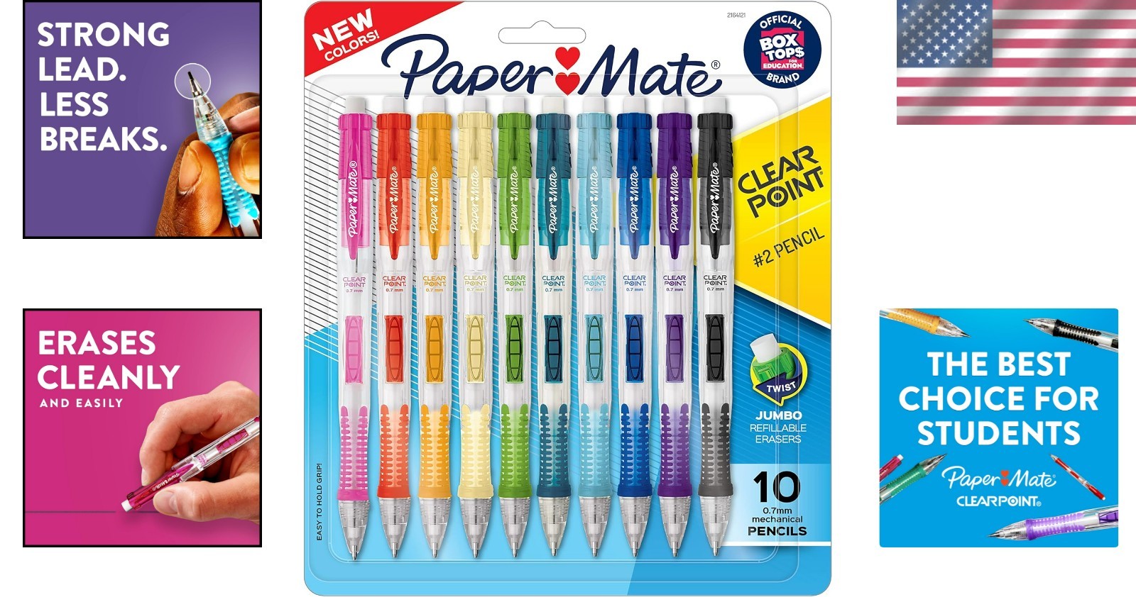 10 Count Clearpoint Mechanical Pencils – Comfortable Grip, Fashion Barrel Colors