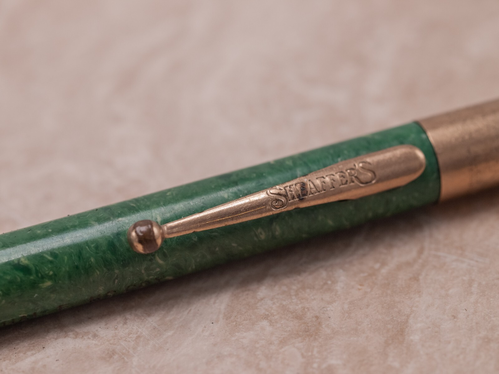 1930s Sheaffer’s Lifetime Oversize Green Mechanical Pencil GF Trim 5.25″ x 0.4″