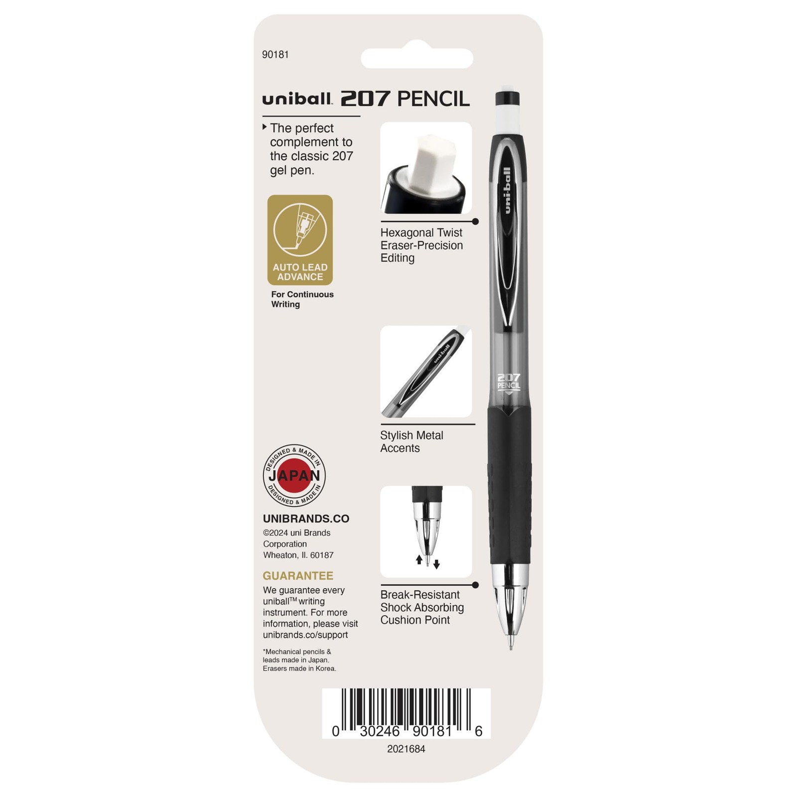 uniball™ 207 Mechanical Pencil Starter Kit, 0.7mm, 1 Count (Pack of 2), Black