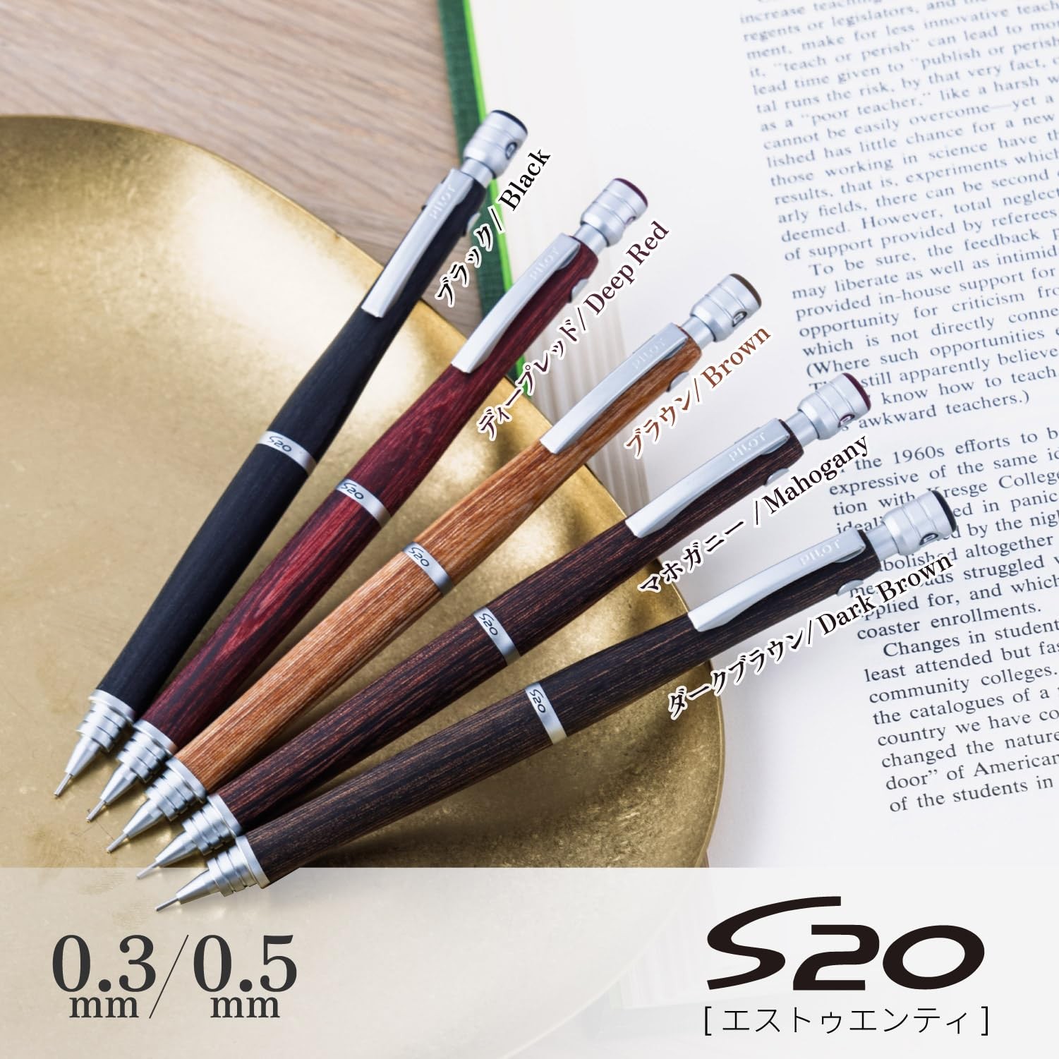 Pilot S20 HPS-2SK-B5 0.5mm Wooden Mechanical Pencil Black
