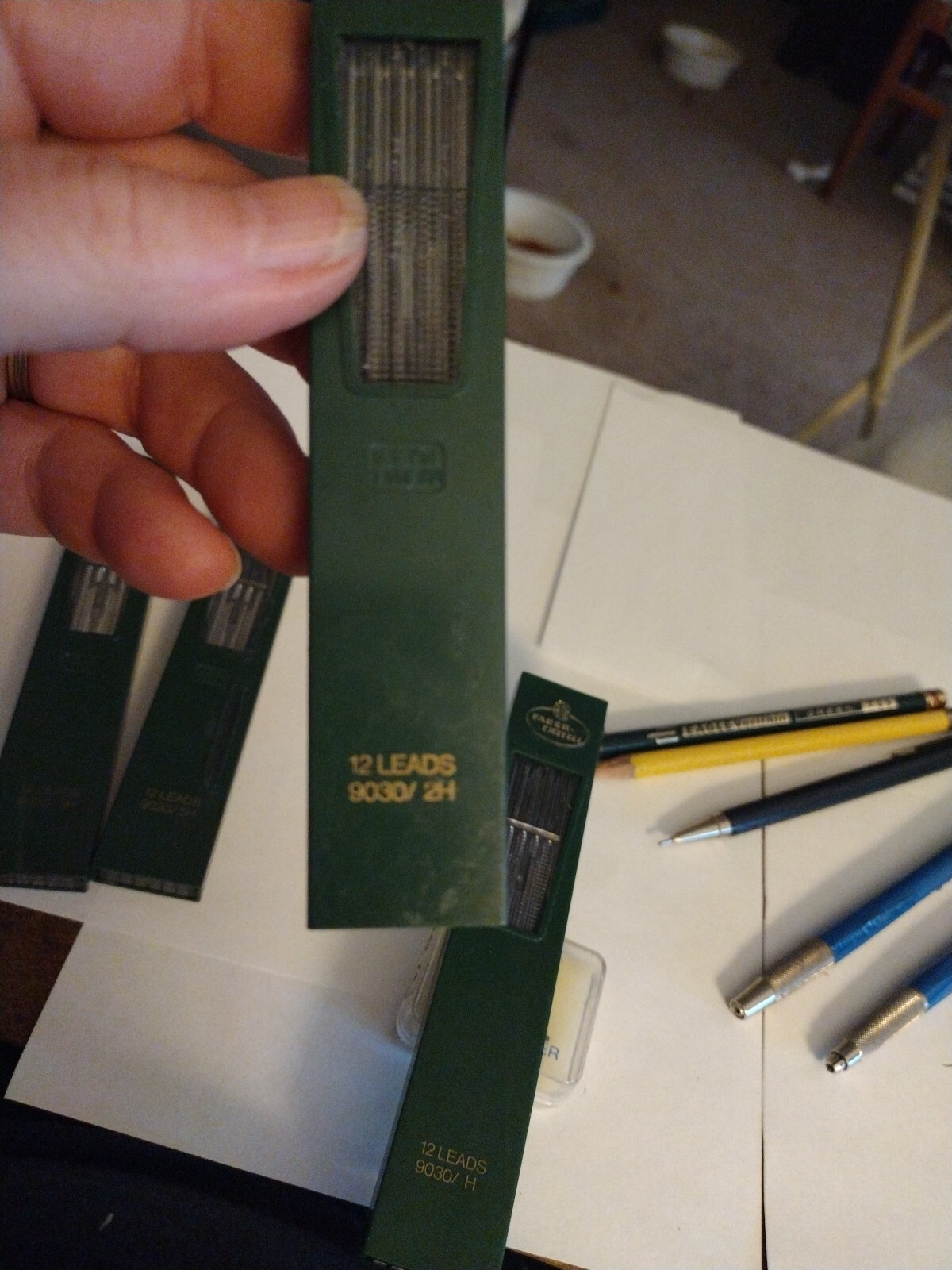 Vtg 3 Staedtler Mars Mechanical Drafting Pencils, Lead, 2 Colored Pencils, Adapt