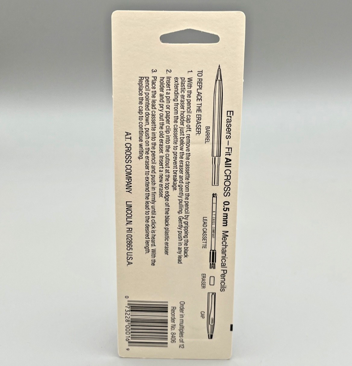 New Old Stock (NOS) – Cross 0.5mm Pencil Erasers (5 per tube) #8406