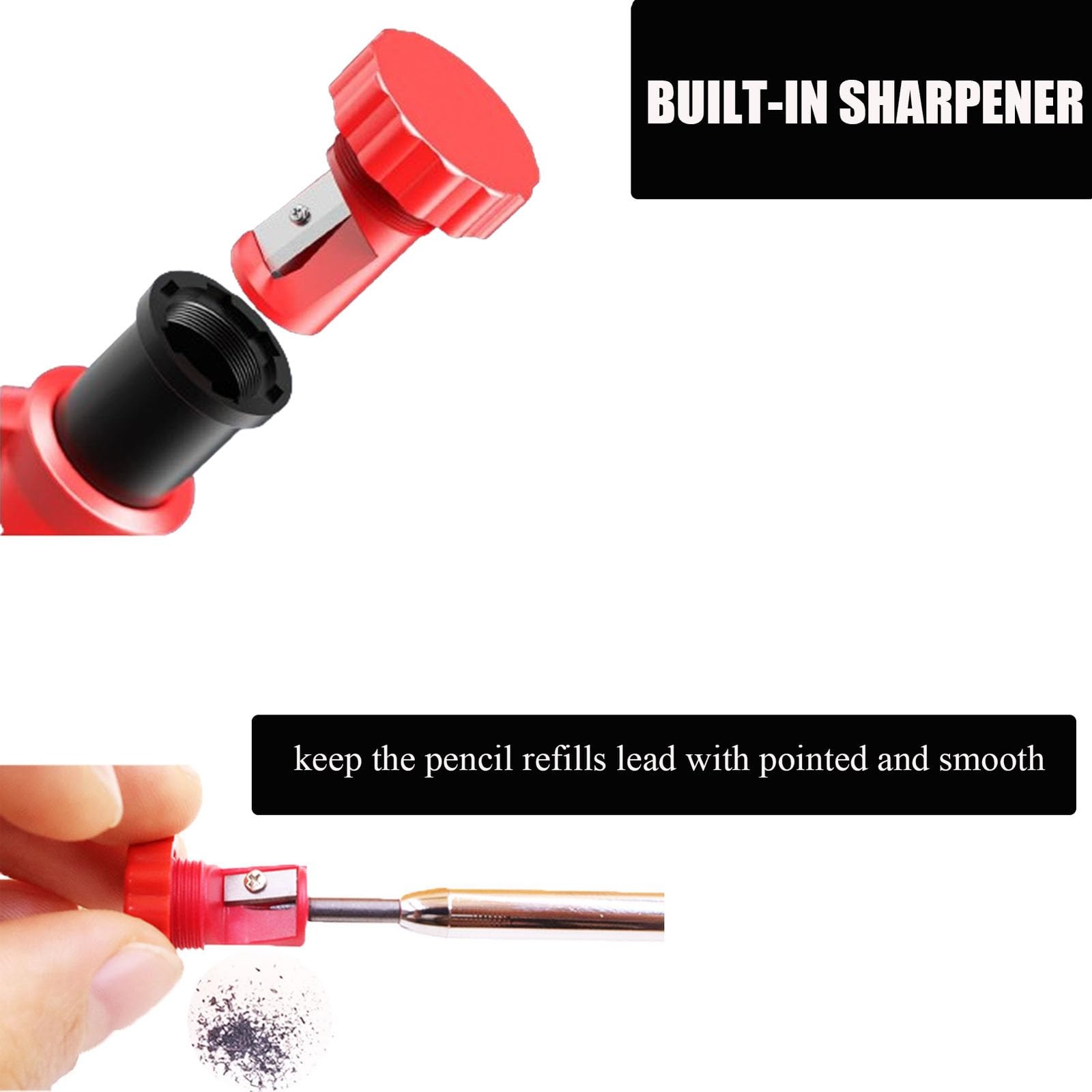 36 Pencil Refill with 1 Solid Carpenter-Pencil, 2.8mm Waterproof Lead Refills…