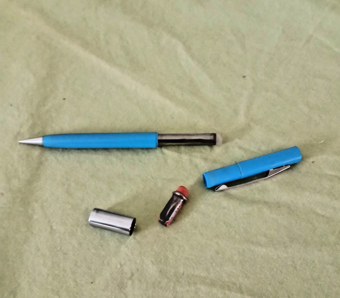 Vintage SCRIPTO Mechanical Pencil Korea Blue w chrome 1970’s