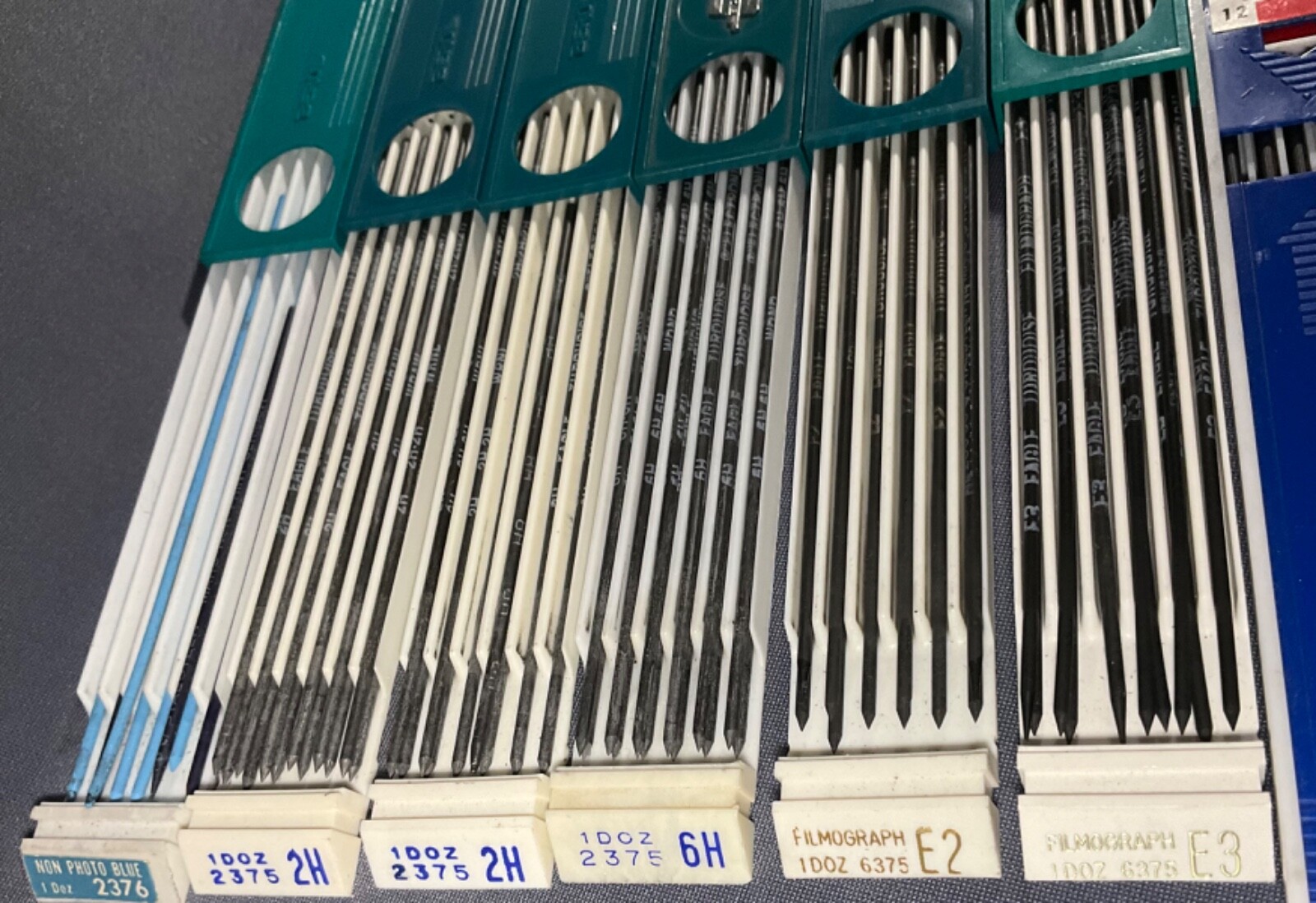 Lot of 12 Drawing Leads Turquoise Eagle Staedtler/Mars Koh-I-Noor Faber Castell
