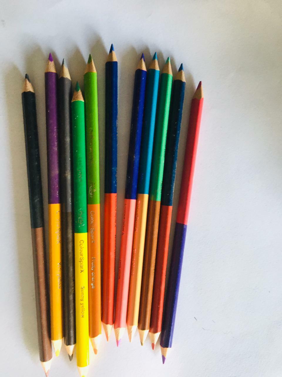 24 Multicolor 12 pencils drawing art kid’s adults 2 in 1 wood pencil Stationary