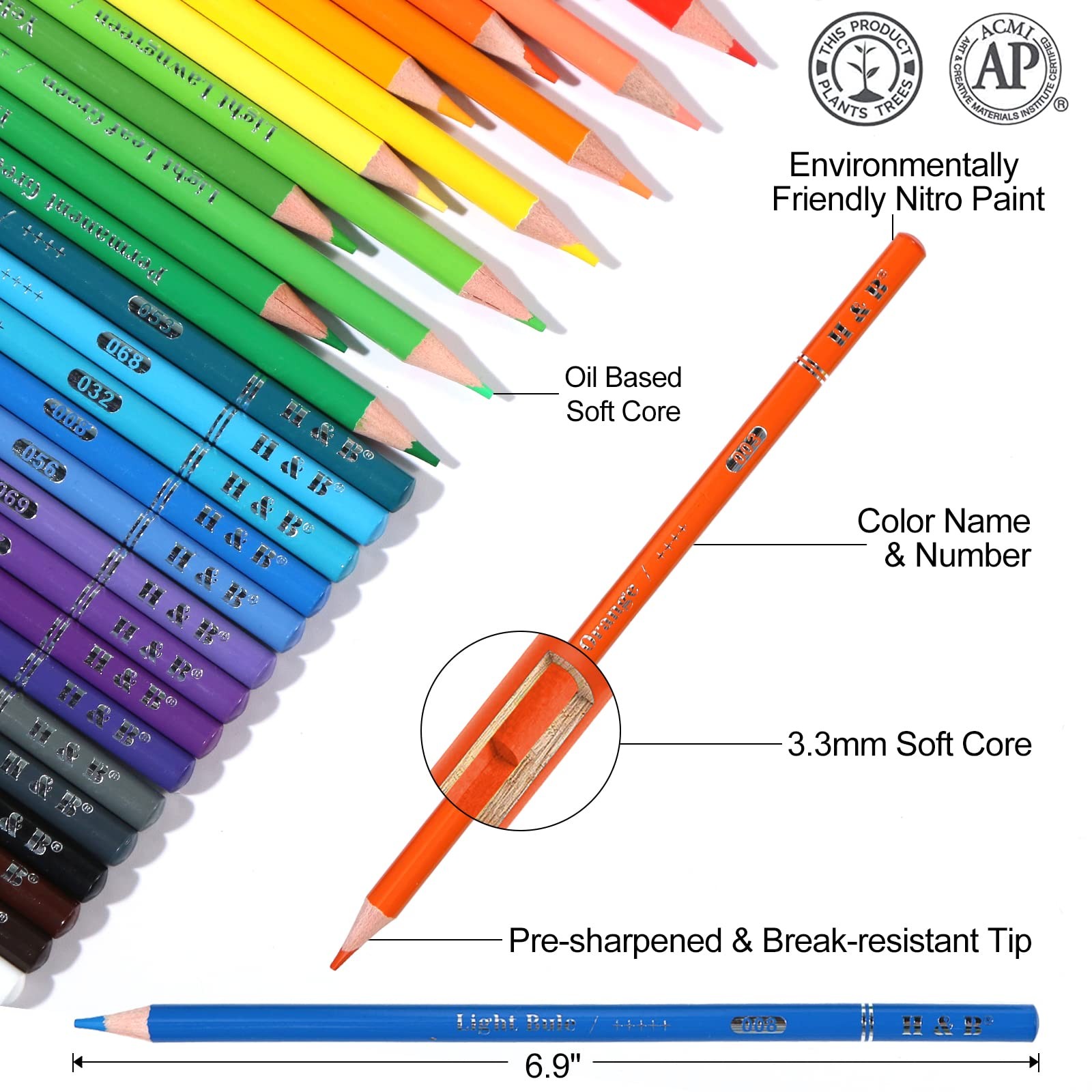 H & B 72-Color Colored Pencils Set 1 count (Pack of 72), 72Count 1)