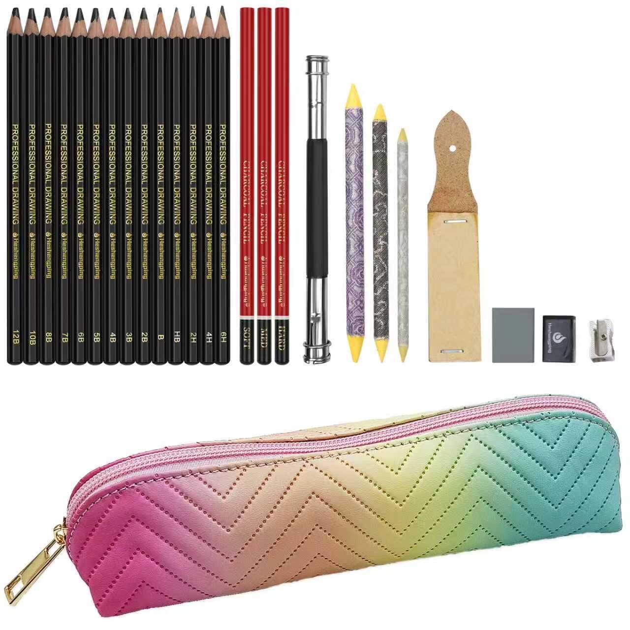 Heshengping 26 Pack Sketching Set Drawing Pencils Kit 26 – Multicolor