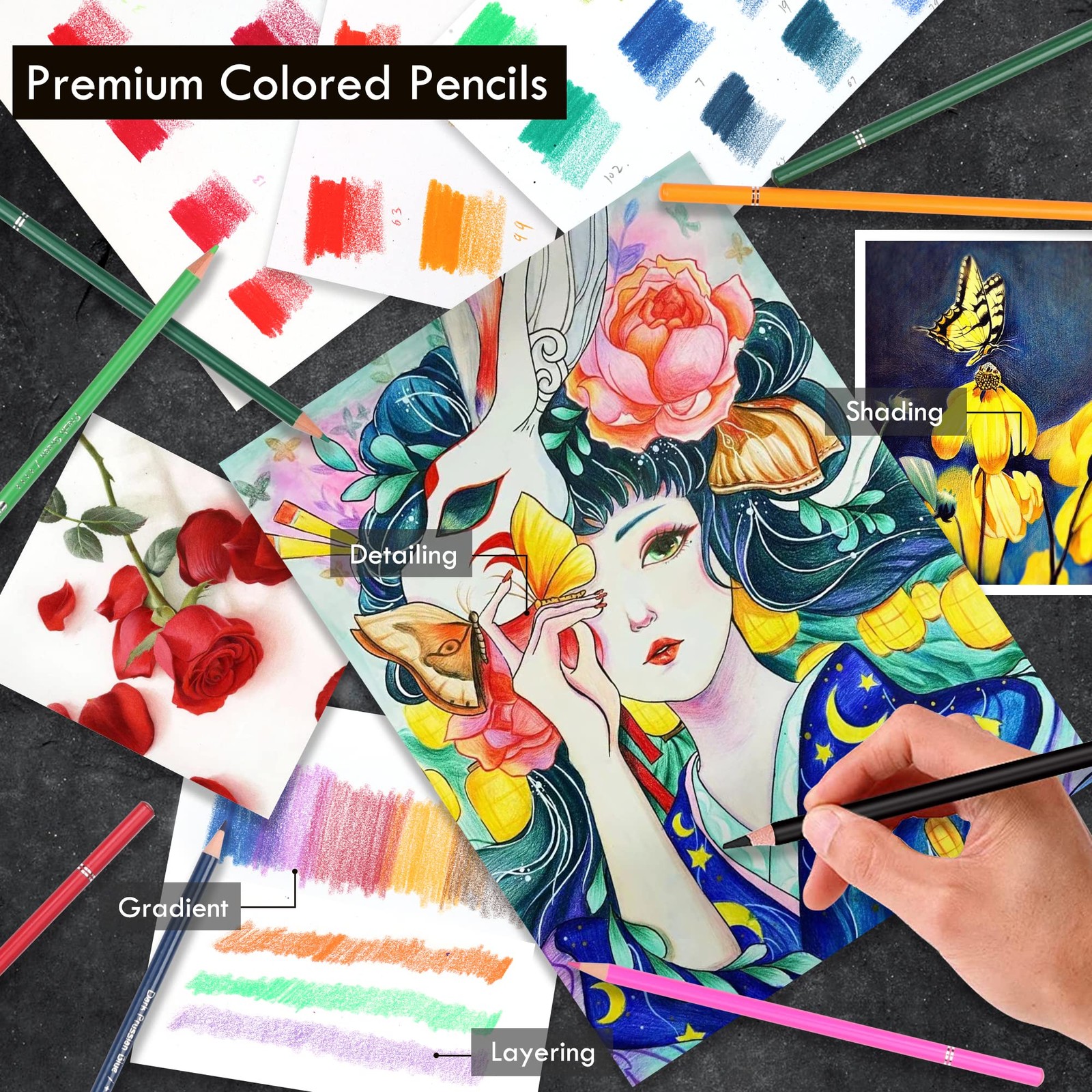 KALOUR 180 Colored Pencil Set for Adults 1 Count (Pack of 180), Multicolor