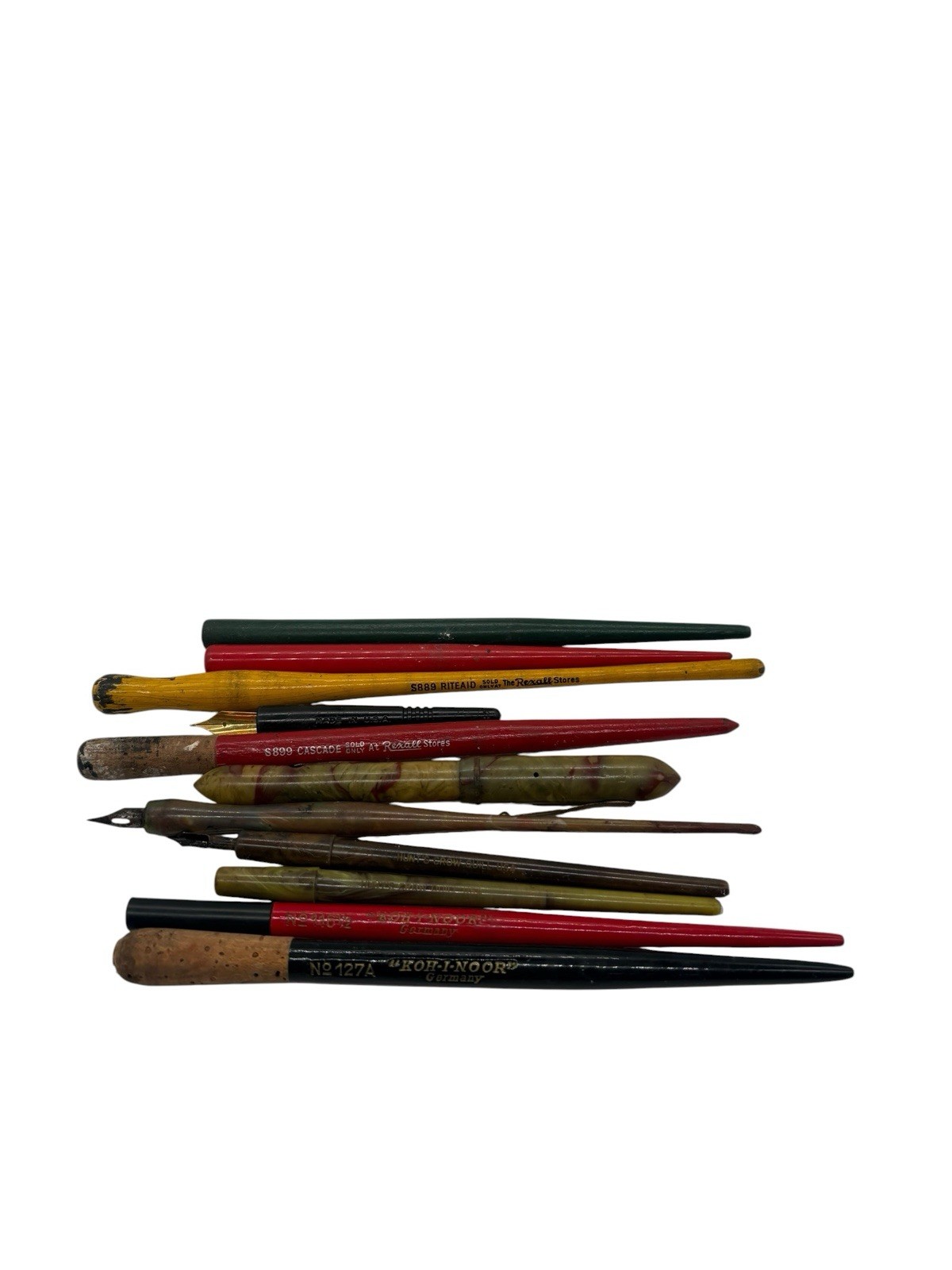 11 Fountain Pens Lot Vintage Marbled Untested Cavalier, Koh-I-Noor, Hunts Crow