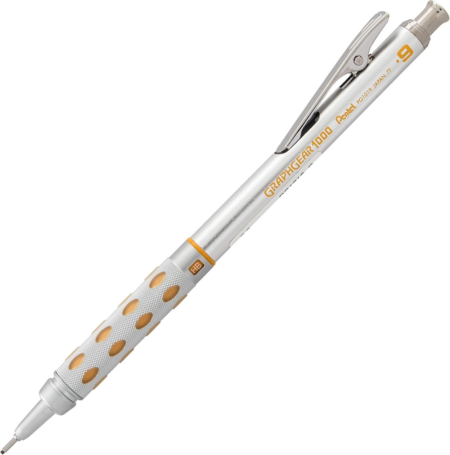 Stylish GraphGear1000 0.9mm Graphite Pencil with Knurled Grip and Yellow Accents