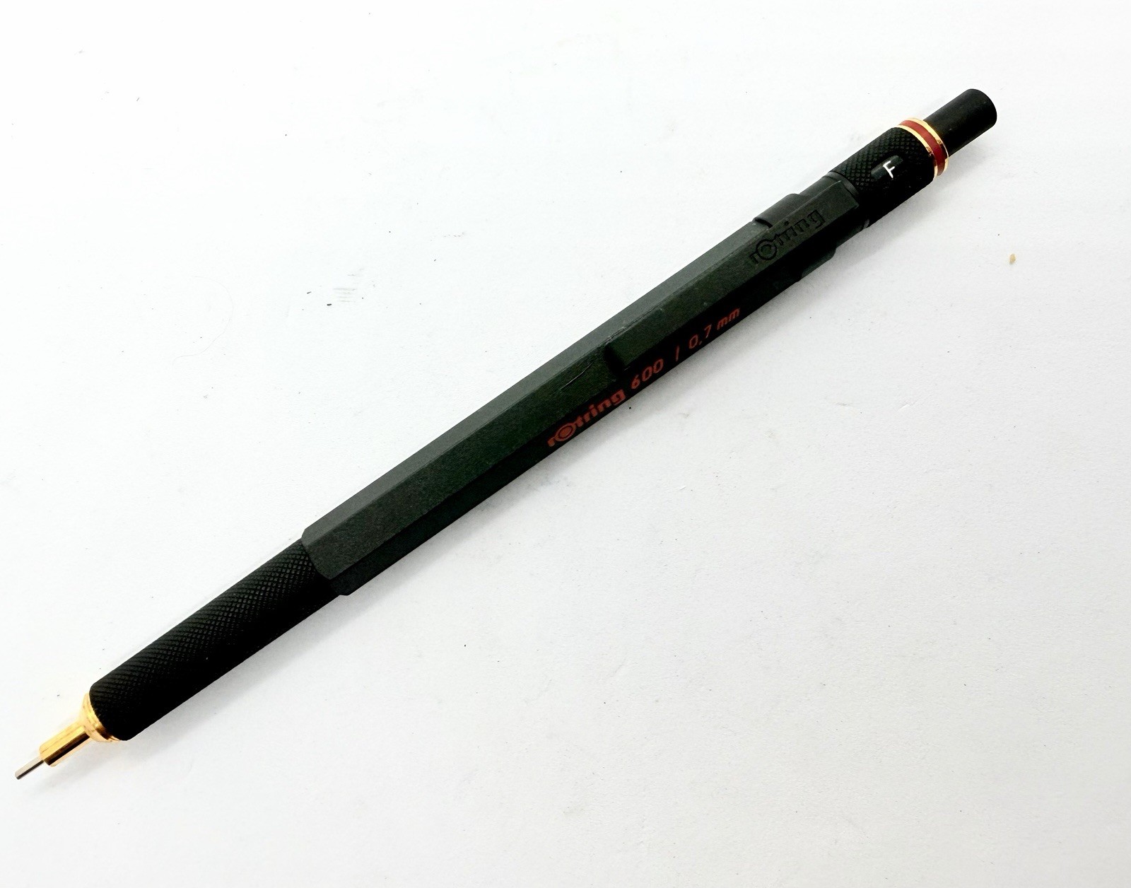 NOS Rotring 600 Gold Twist Retract Tip Mechanical Pencil 0.7mm Black Color