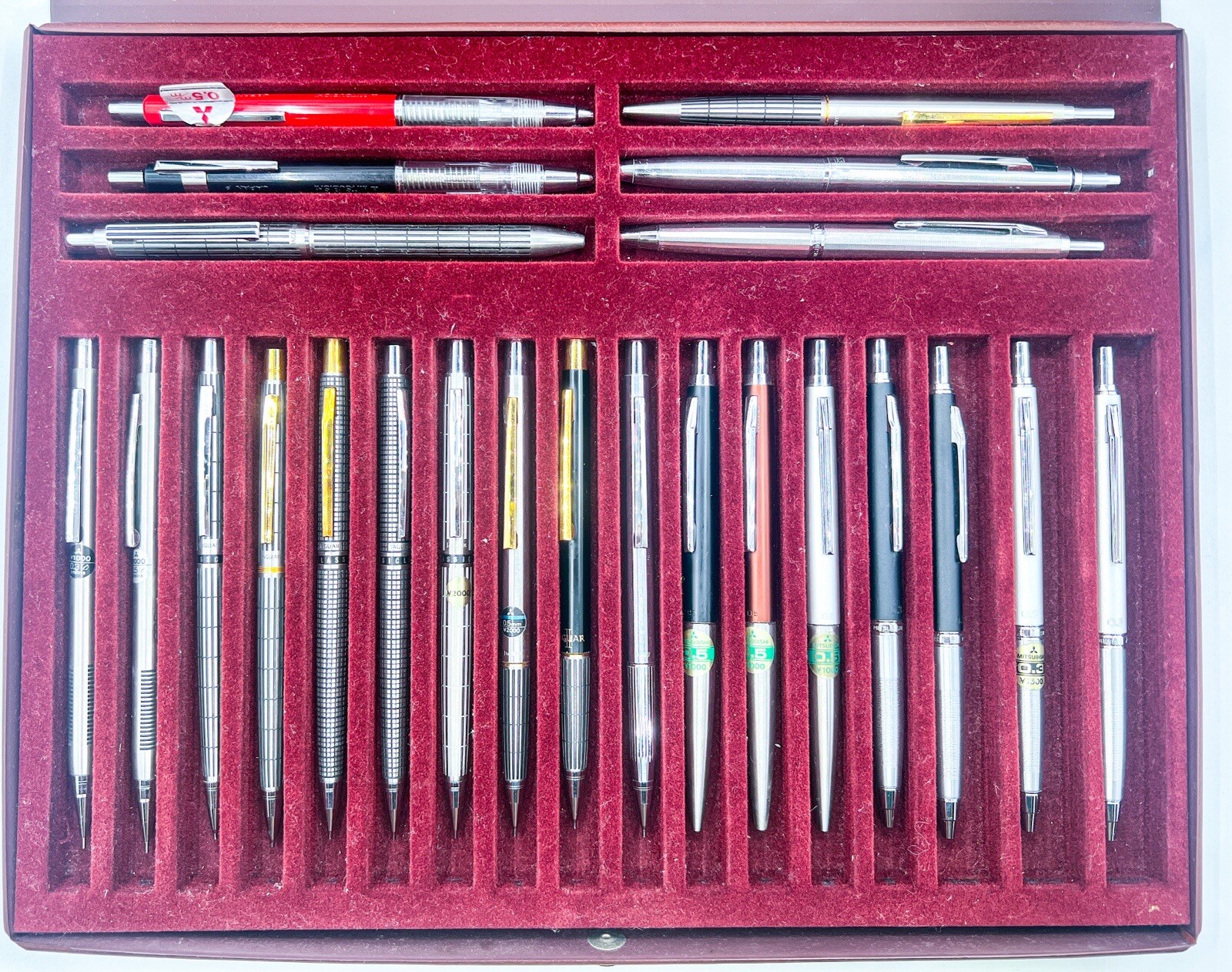 Mitsubishi Jaguar & Double Push Knock Mechanical Pencil 21pcs With Box