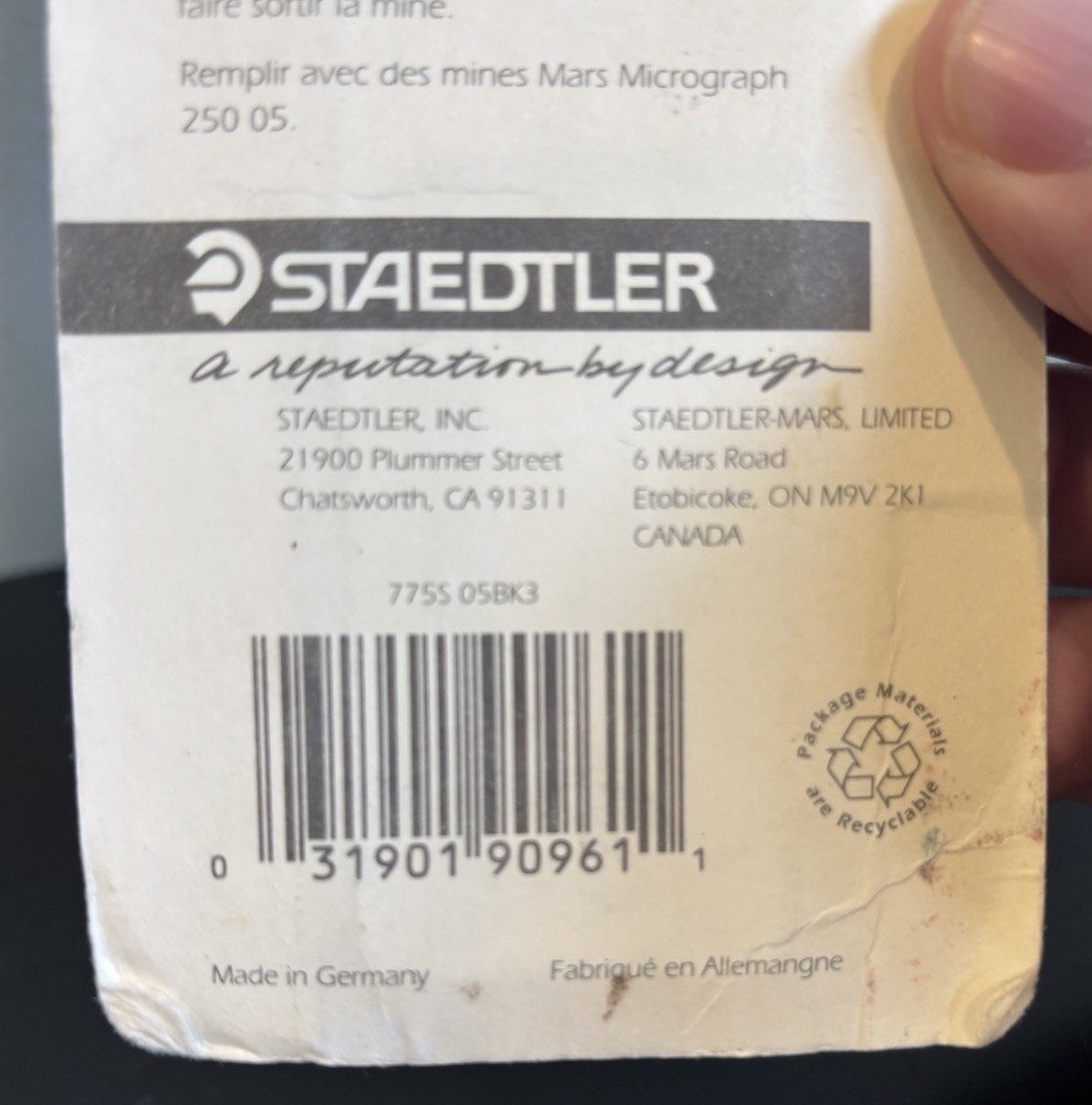 Staedtler Marsmicro 0.5 mm Mechanical Pencils NOS 3 Pack Pink Green Purple 775S