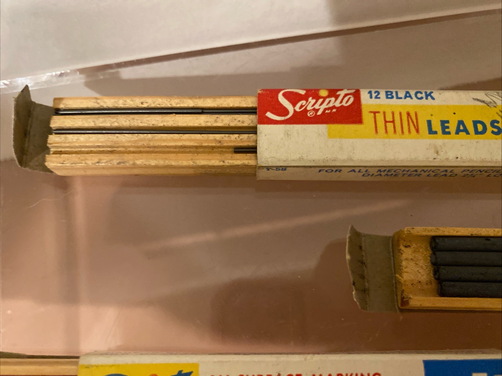 SCRIPTO Mechanical Pencil Thick Leads & Thin Leads Red & Black Refills Vintage