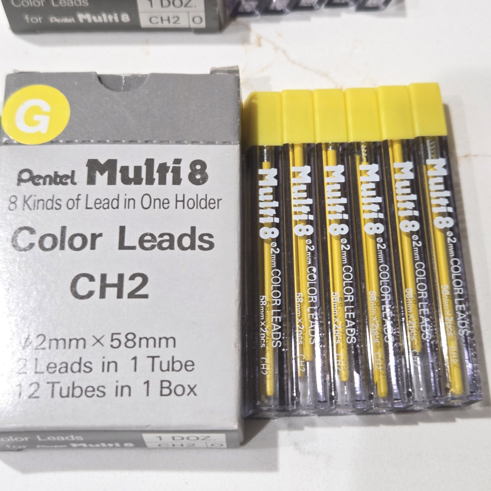 Vintage Pentel Multi8 2mm Color Leads 2x58mm CH2 Mega lot. 67 tubes. New