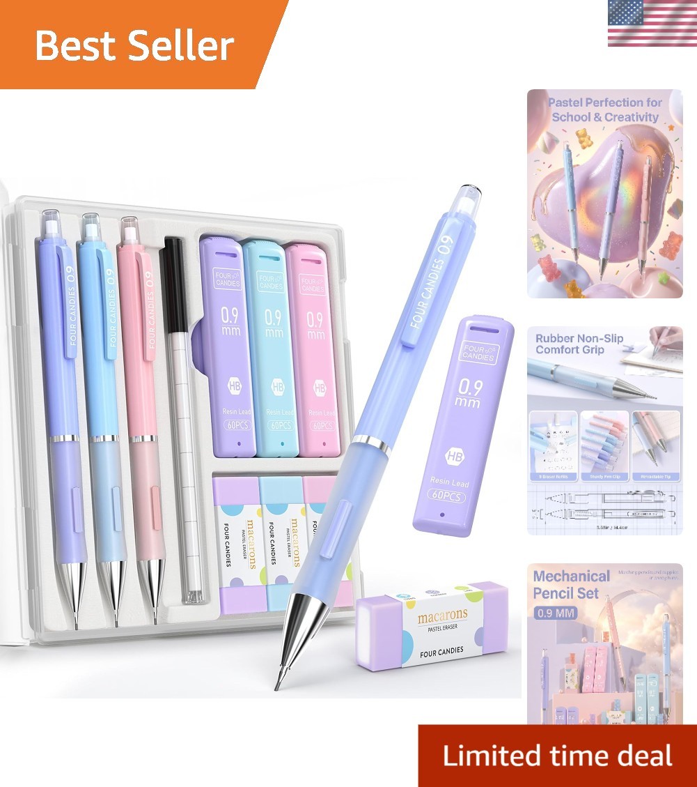 Complete 0.9mm Mechanical Pencil Set – 3 Pack with 360 Leads & 9 Refills